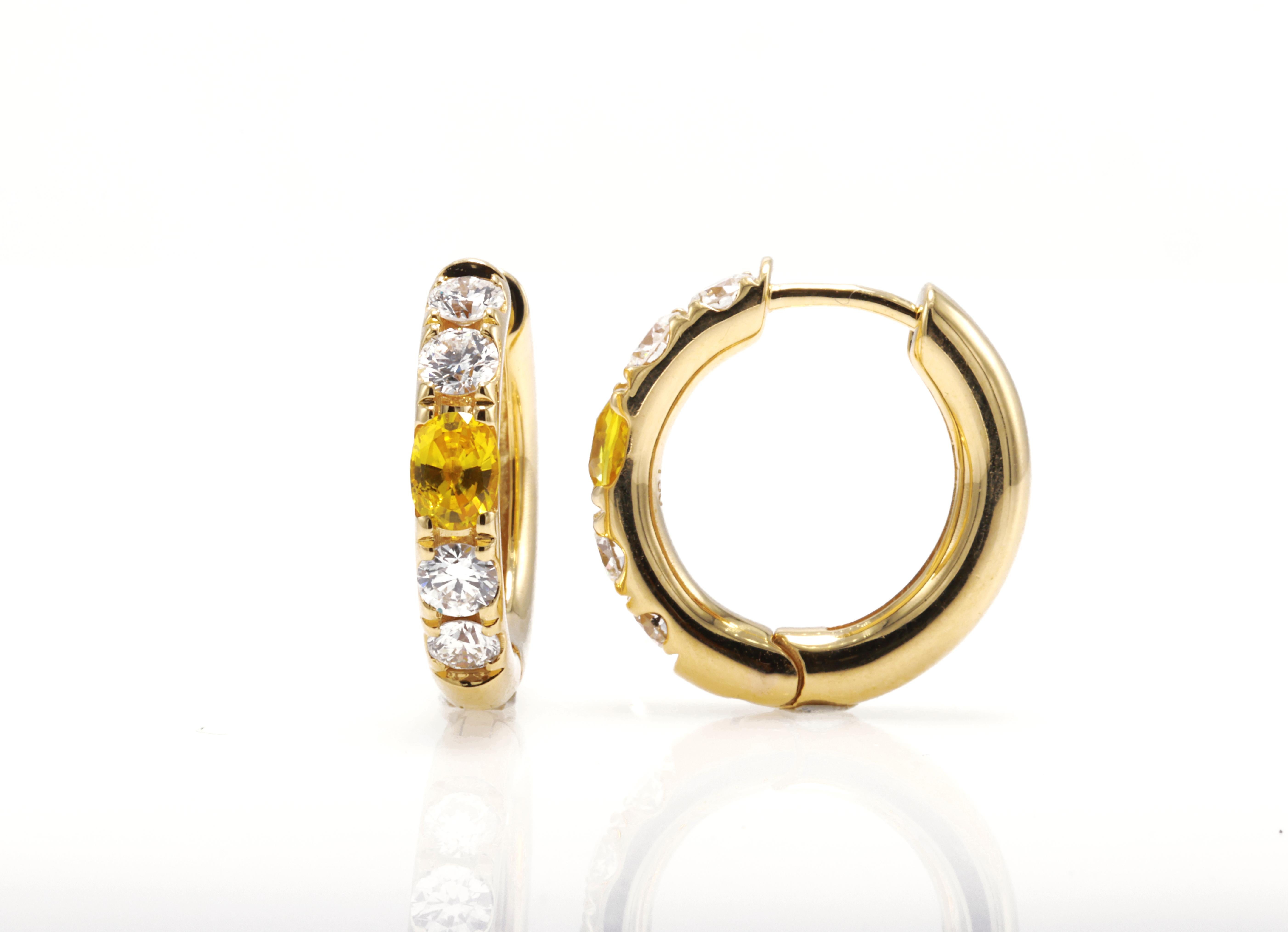 Women's or Men's GFCO Certified 0.37 Carat Yellow Sapphire Earrings For Sale