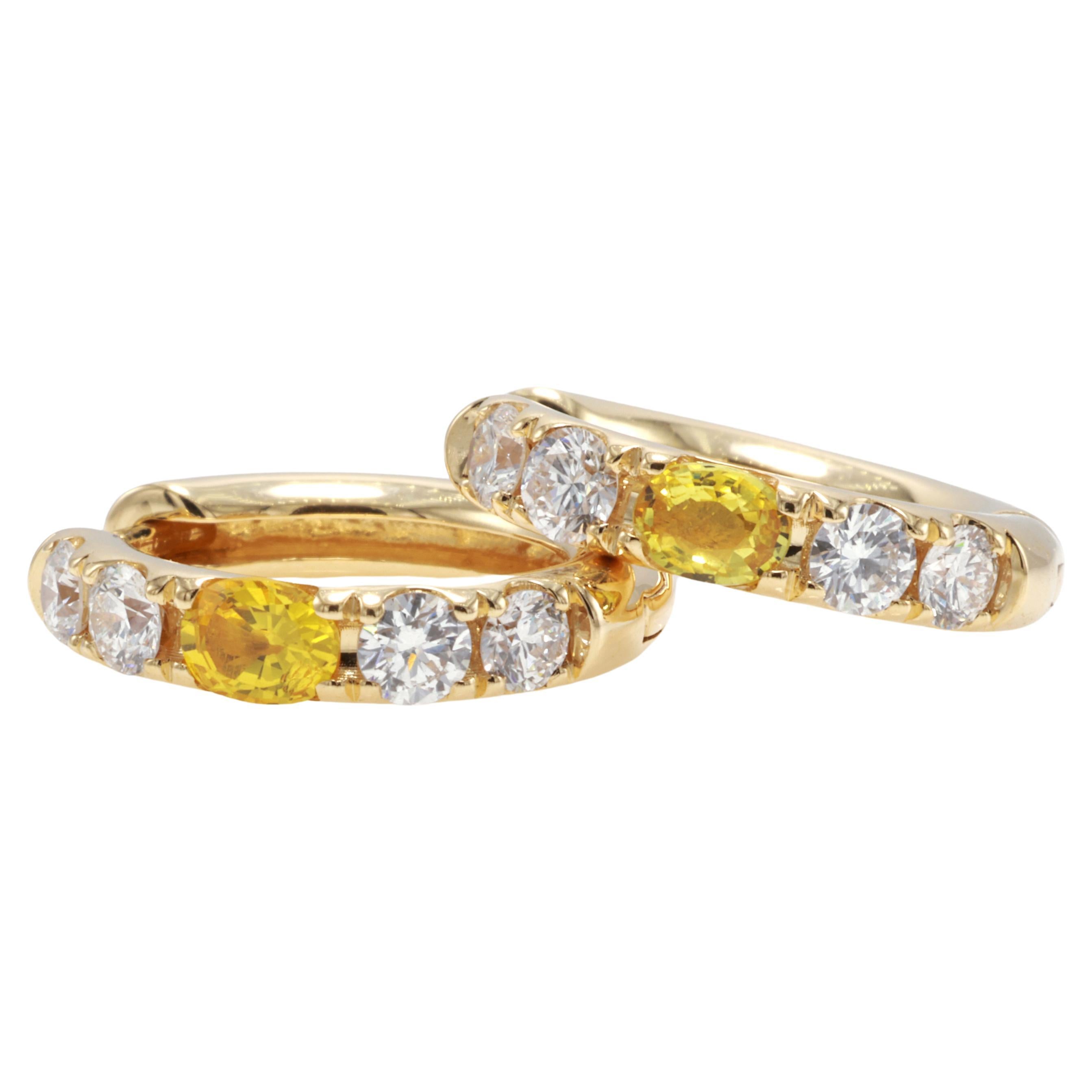 GFCO Certified 0.37 Carat Yellow Sapphire Earrings For Sale