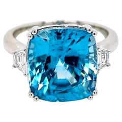 Bague en or blanc certifiée GFCO 12.14 Carat Zircon Fancy Diamond