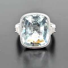 GFCO zertifiziert 12,38 Karat Aquamarin Fancy Diamond Weißgold Ring