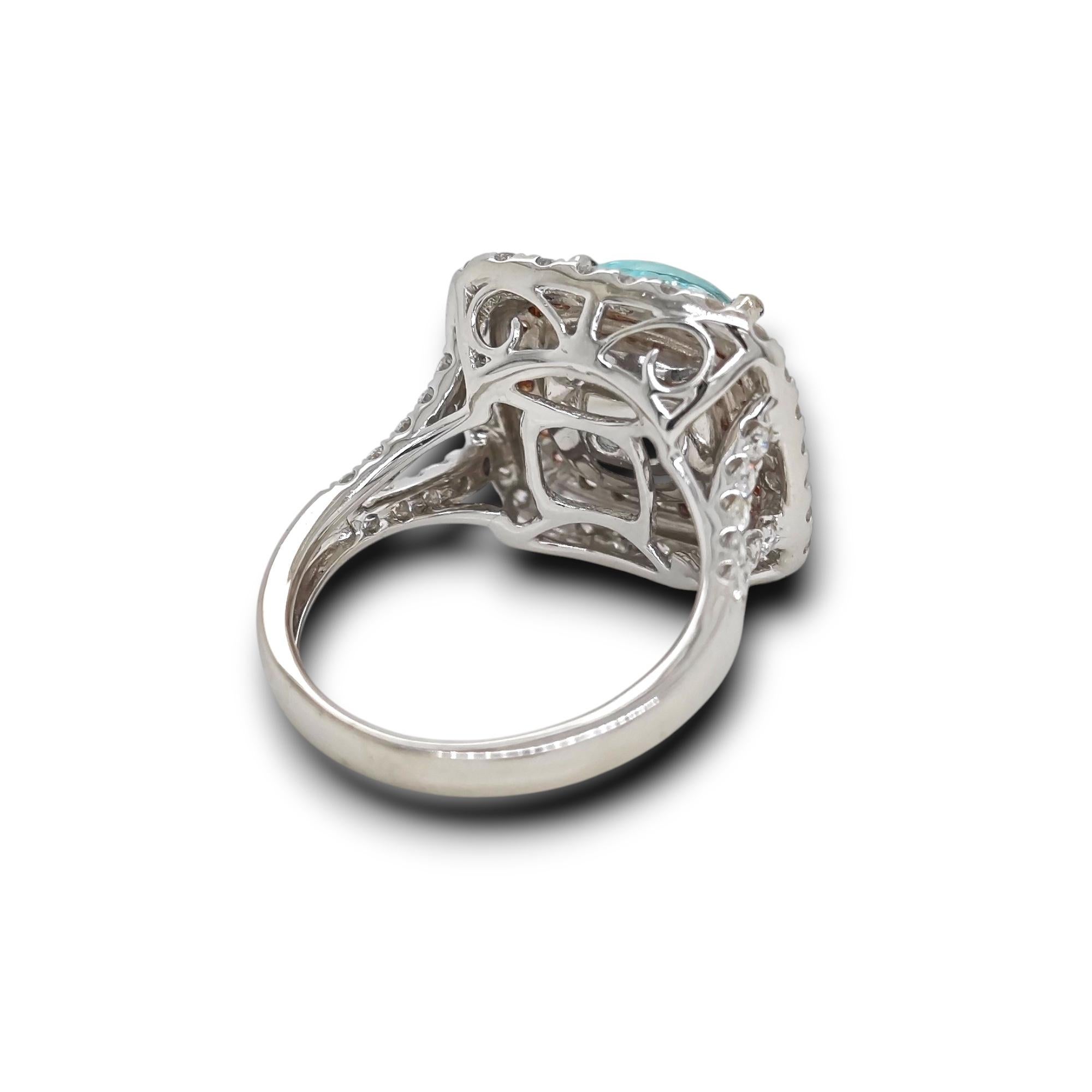 Taille mixte Bague en or blanc certifiée GFCO de 13,39 carats de diamants roses et blancs de Paraiba en vente