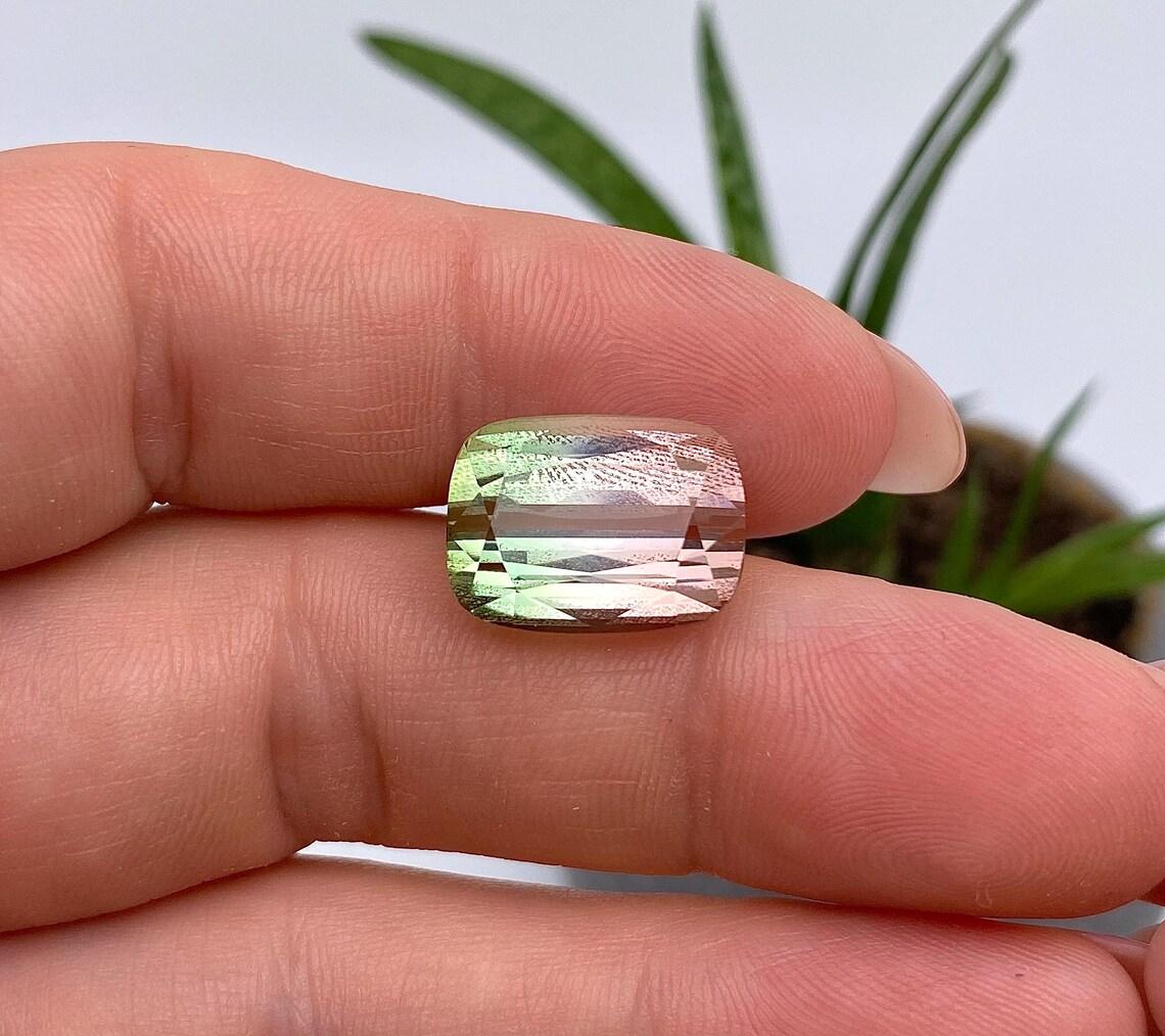 Pierre précieuse tourmaline melon d'eau naturelle certifiée GFCO, origine afghane, 15,51 carats en vente 2