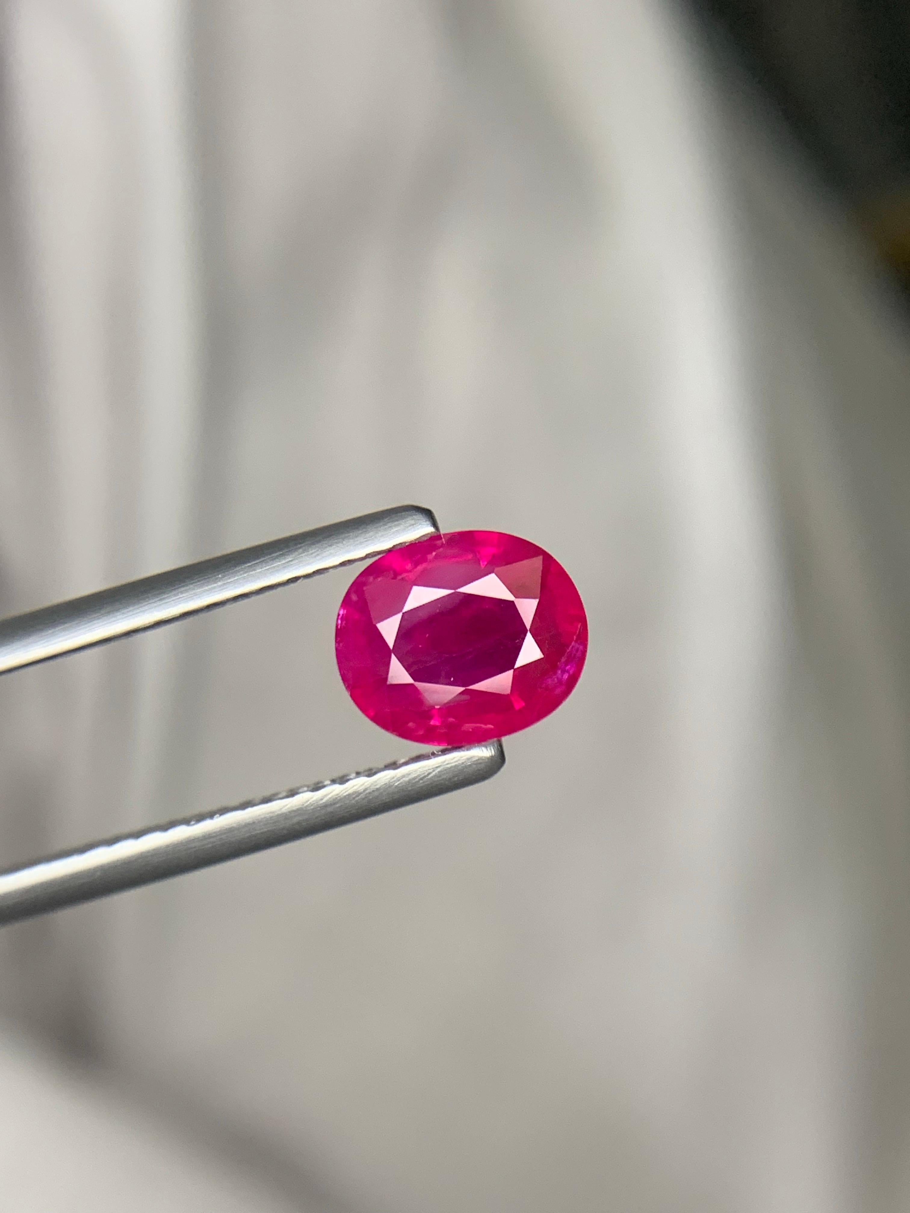 GFCO zertifiziert 1.61 Karat natürlichen losen burmesischen Rubin Oval Form Edelstein im Angebot 1