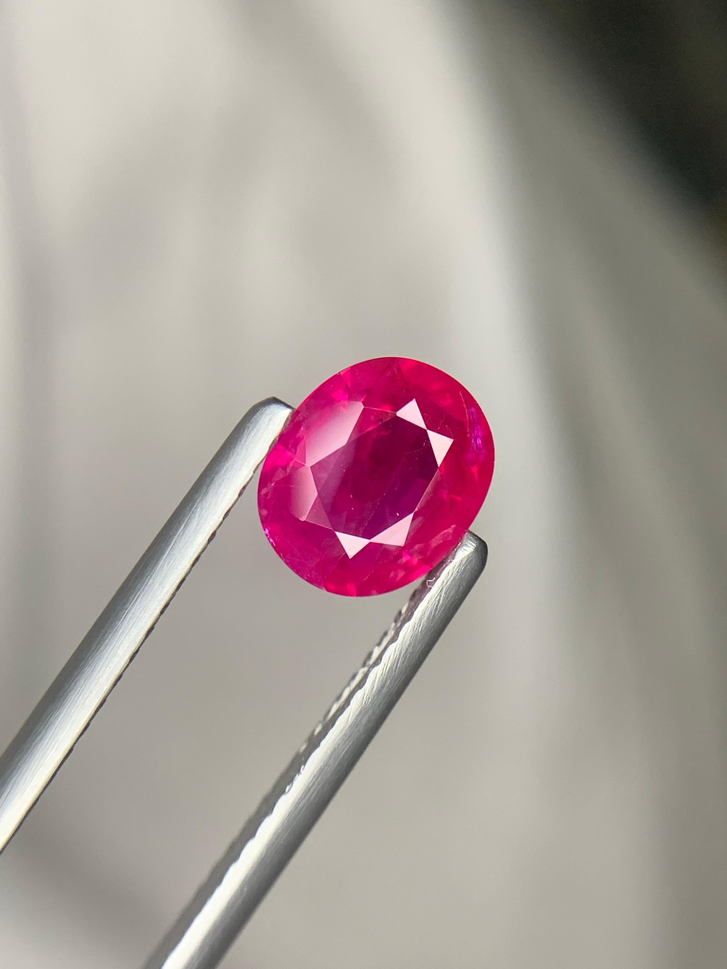 GFCO zertifiziert 1.61 Karat natürlichen losen burmesischen Rubin Oval Form Edelstein im Angebot 2