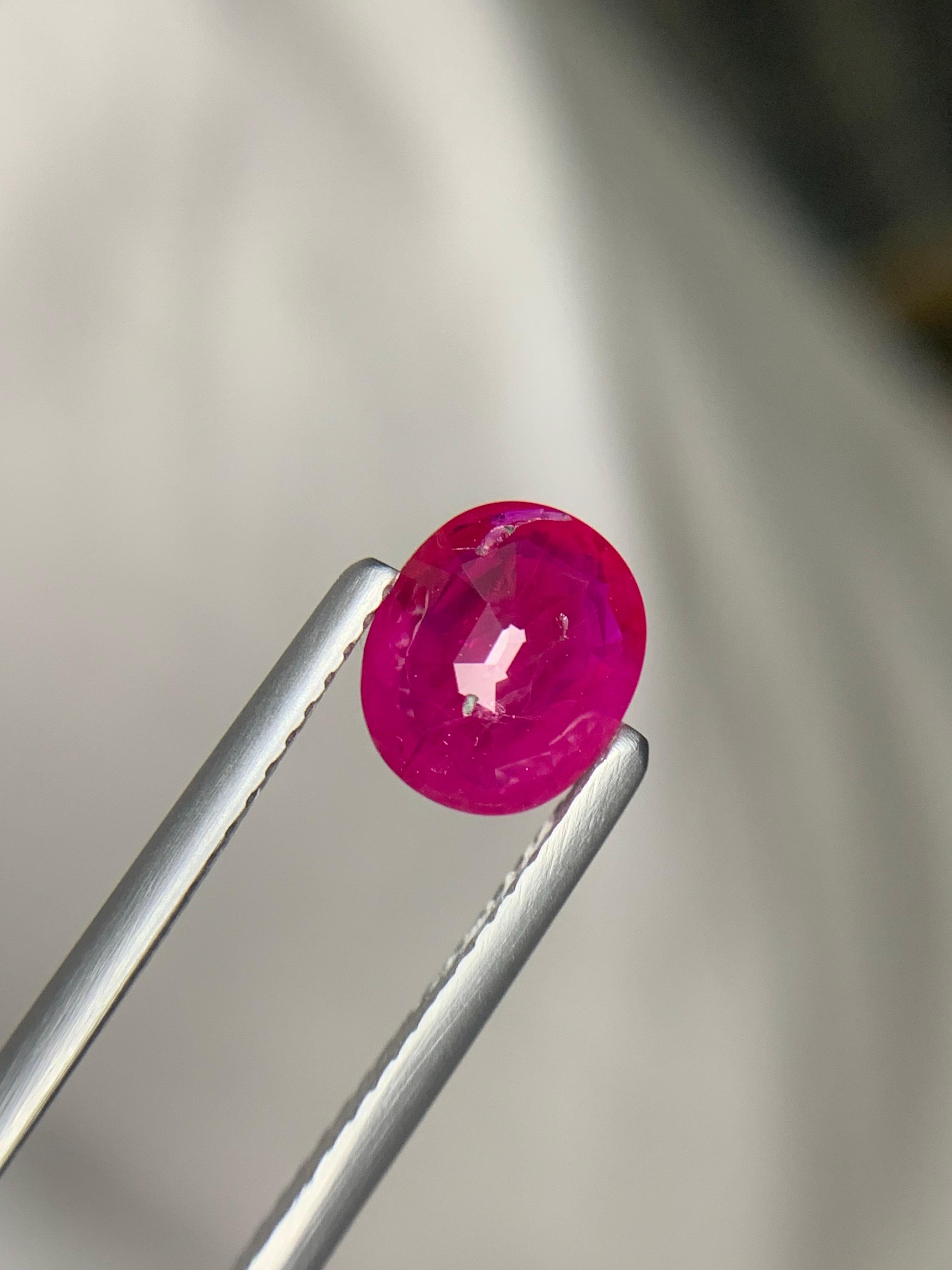 GFCO zertifiziert 1.61 Karat natürlichen losen burmesischen Rubin Oval Form Edelstein im Angebot 3