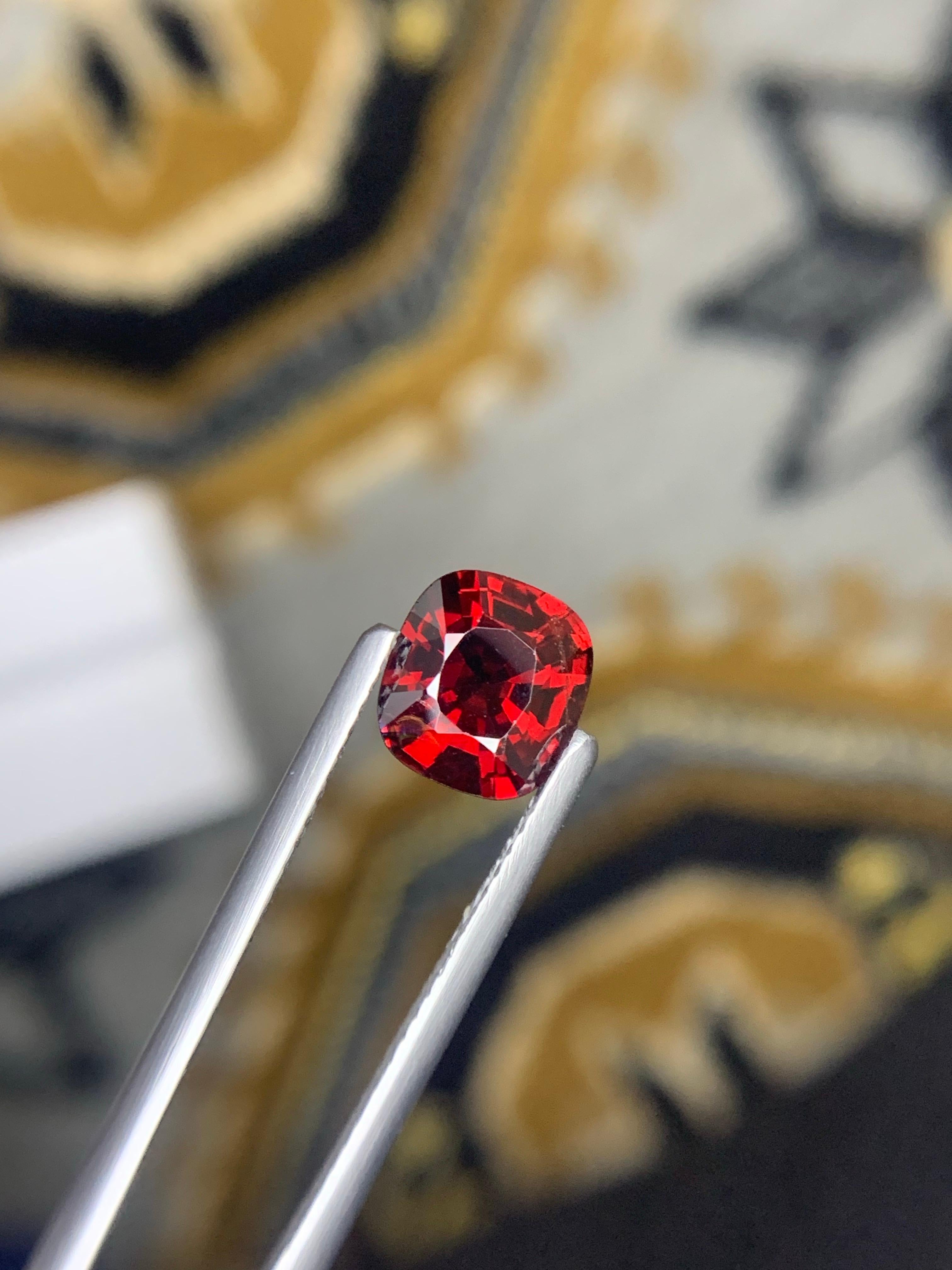 GFCO Certified 1.78 Carat Natural Loose Burmese Red Spinel Gemstone For Sale 4