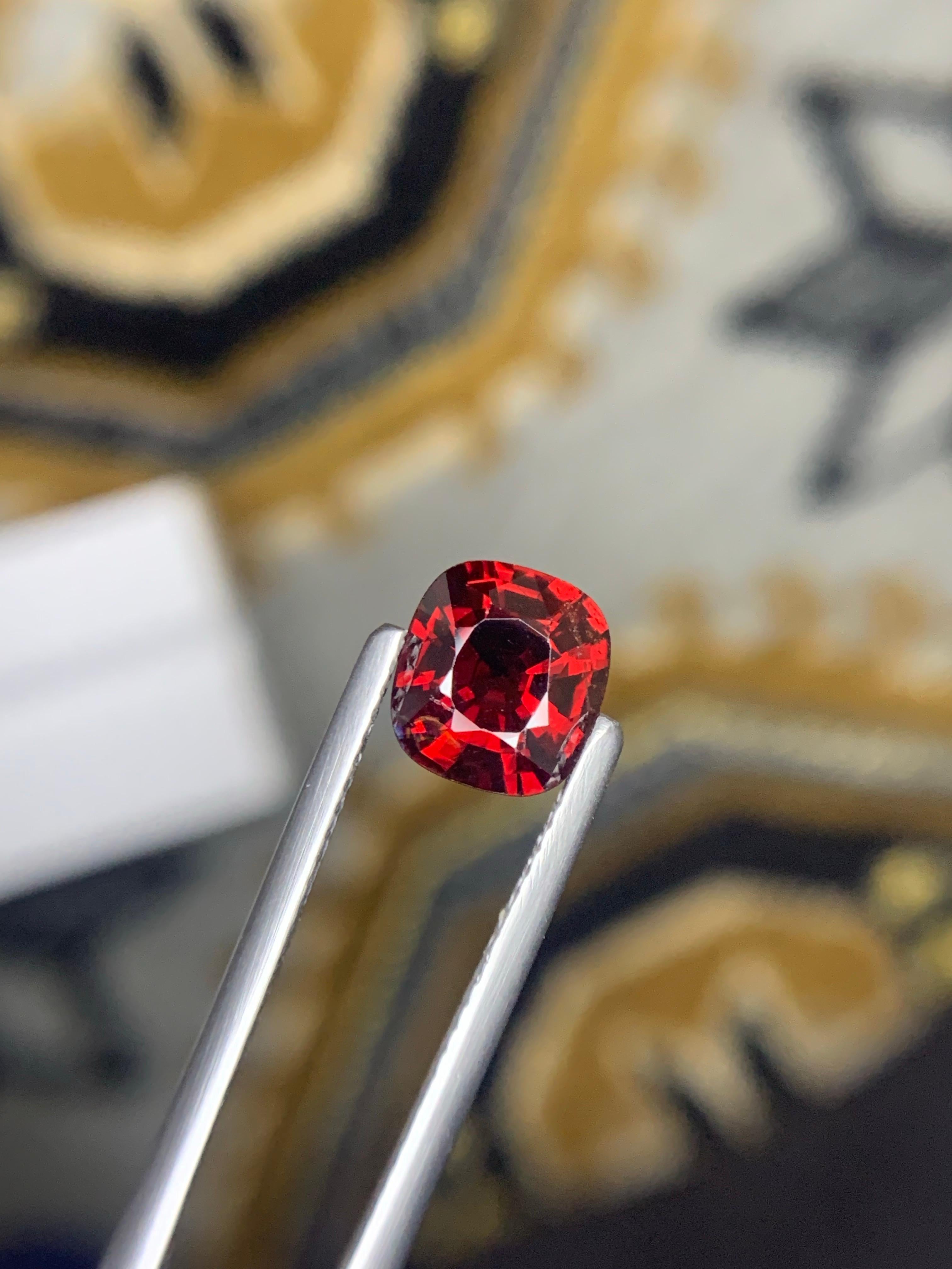 GFCO Certified 1.78 Carat Natural Loose Burmese Red Spinel Gemstone For Sale 6