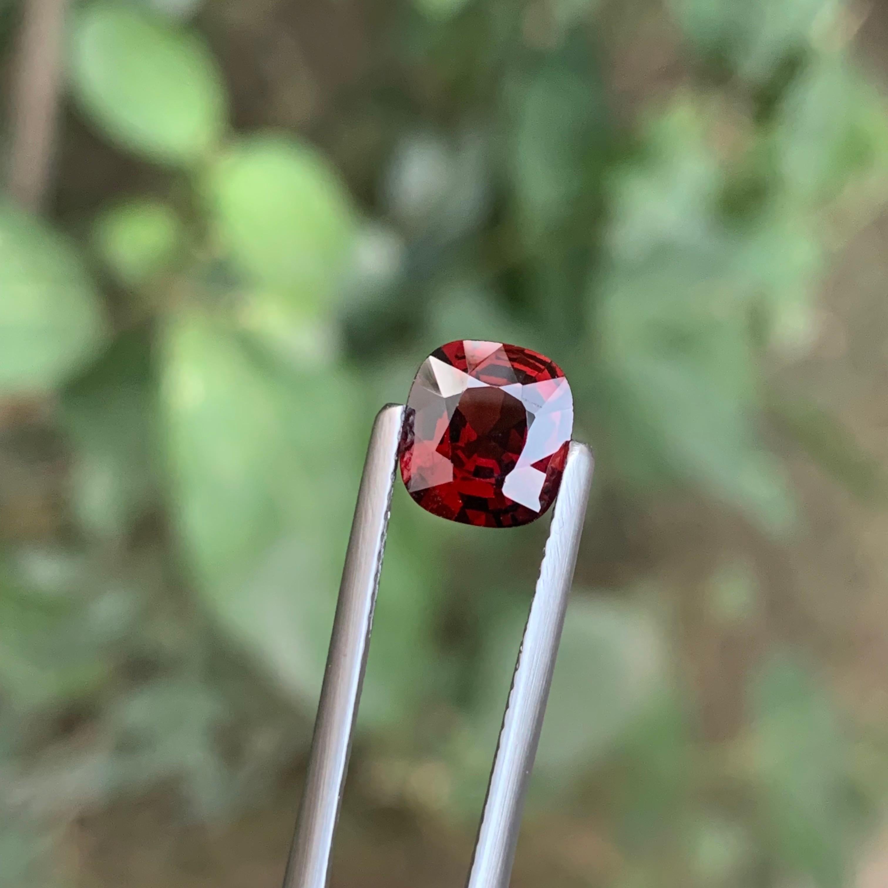 Cushion Cut GFCO Certified 1.78 Carat Natural Loose Burmese Red Spinel Gemstone For Sale