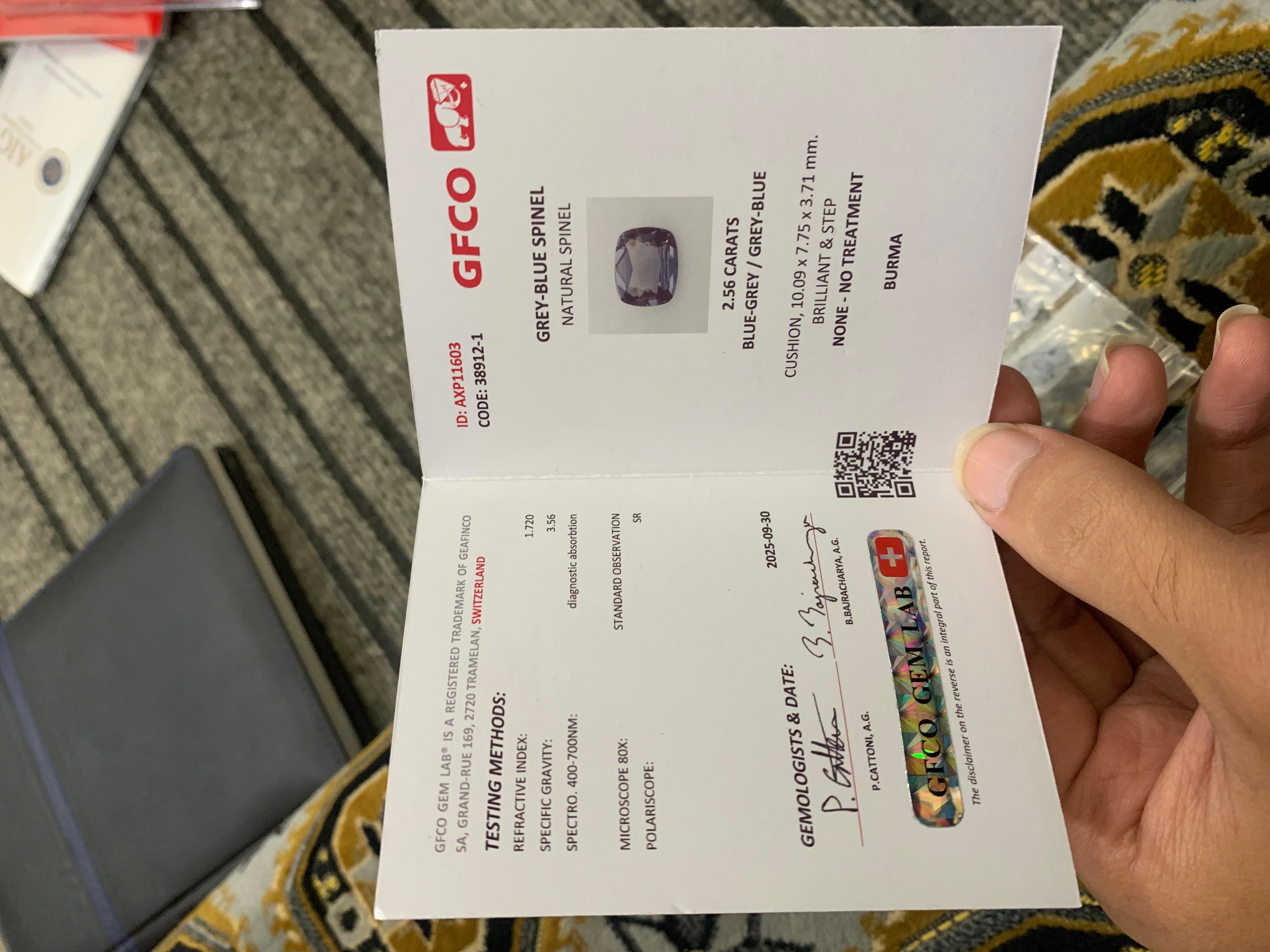 GFCO-zertifizierte 2,56 Karat natürliche lose grau blau Spinell aus Myanmar Mine im Angebot 6