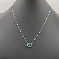 GFCO zertifiziert 3,17 Karat Tsavorit Runde Diamant Weißgold Halskette