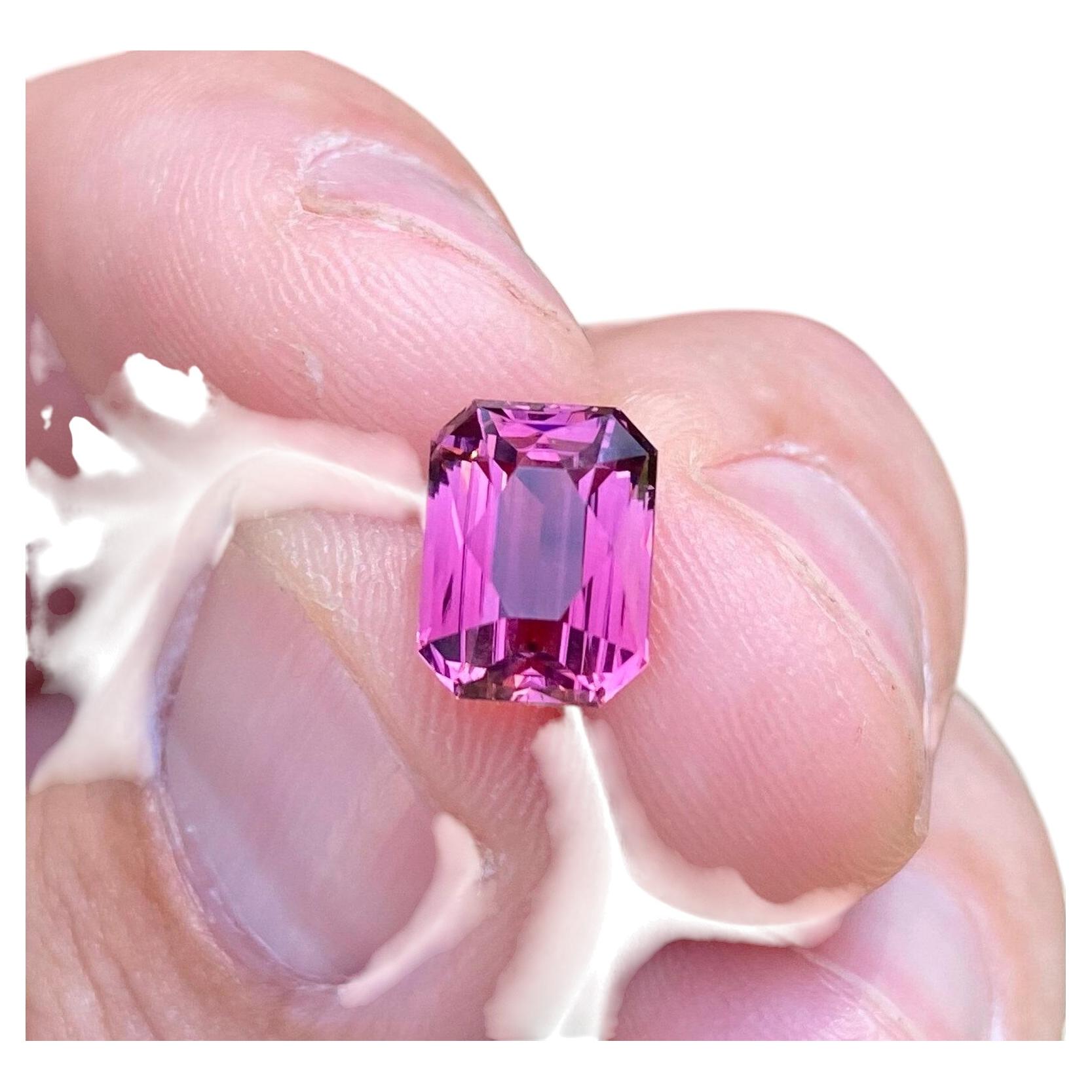GFCO Certified 3.91ct Natural Rubellite Tourmaline loose gemstone, Octagon cut