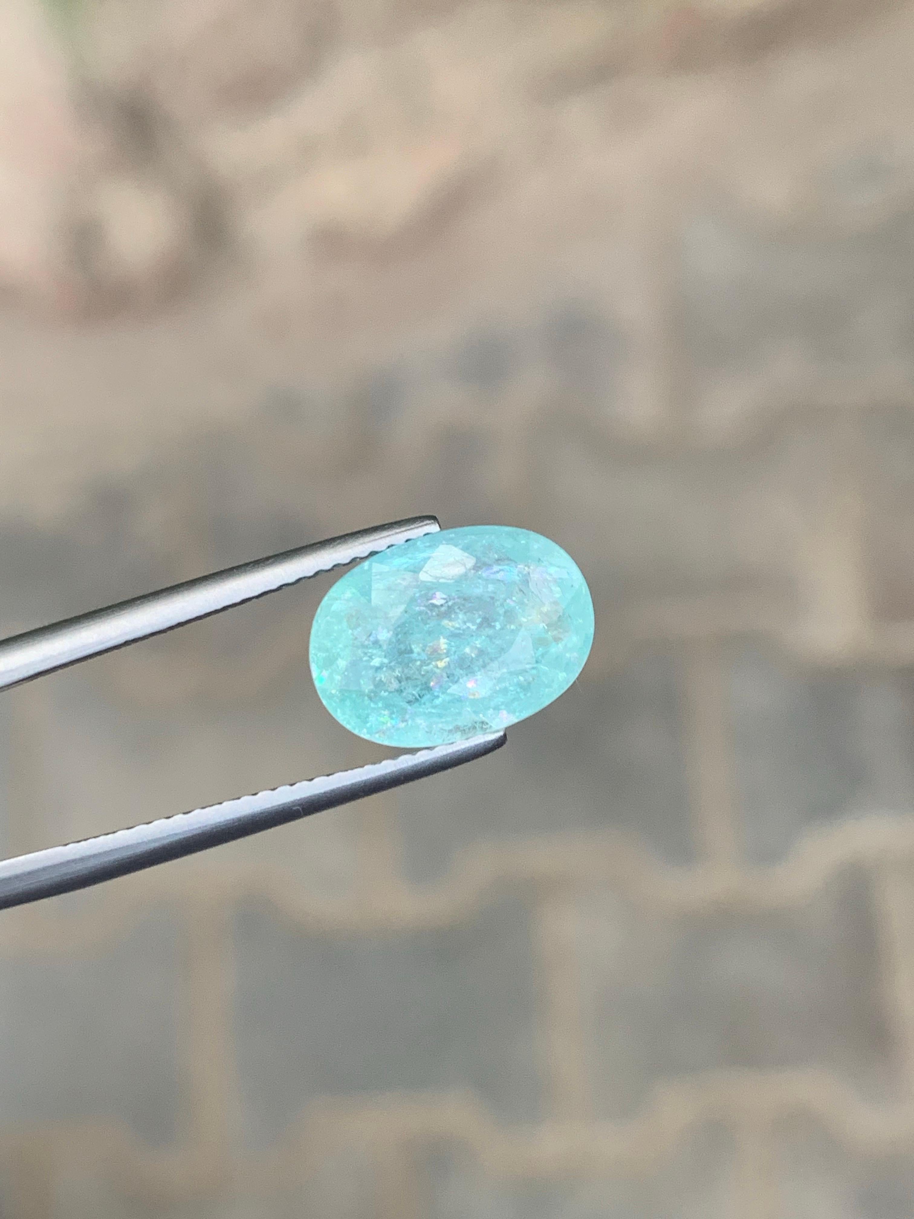 GFCO-zertifiziert 4.63 Karat natürliche lose Paraiba Turmalin Oval Form Edelstein im Angebot 4