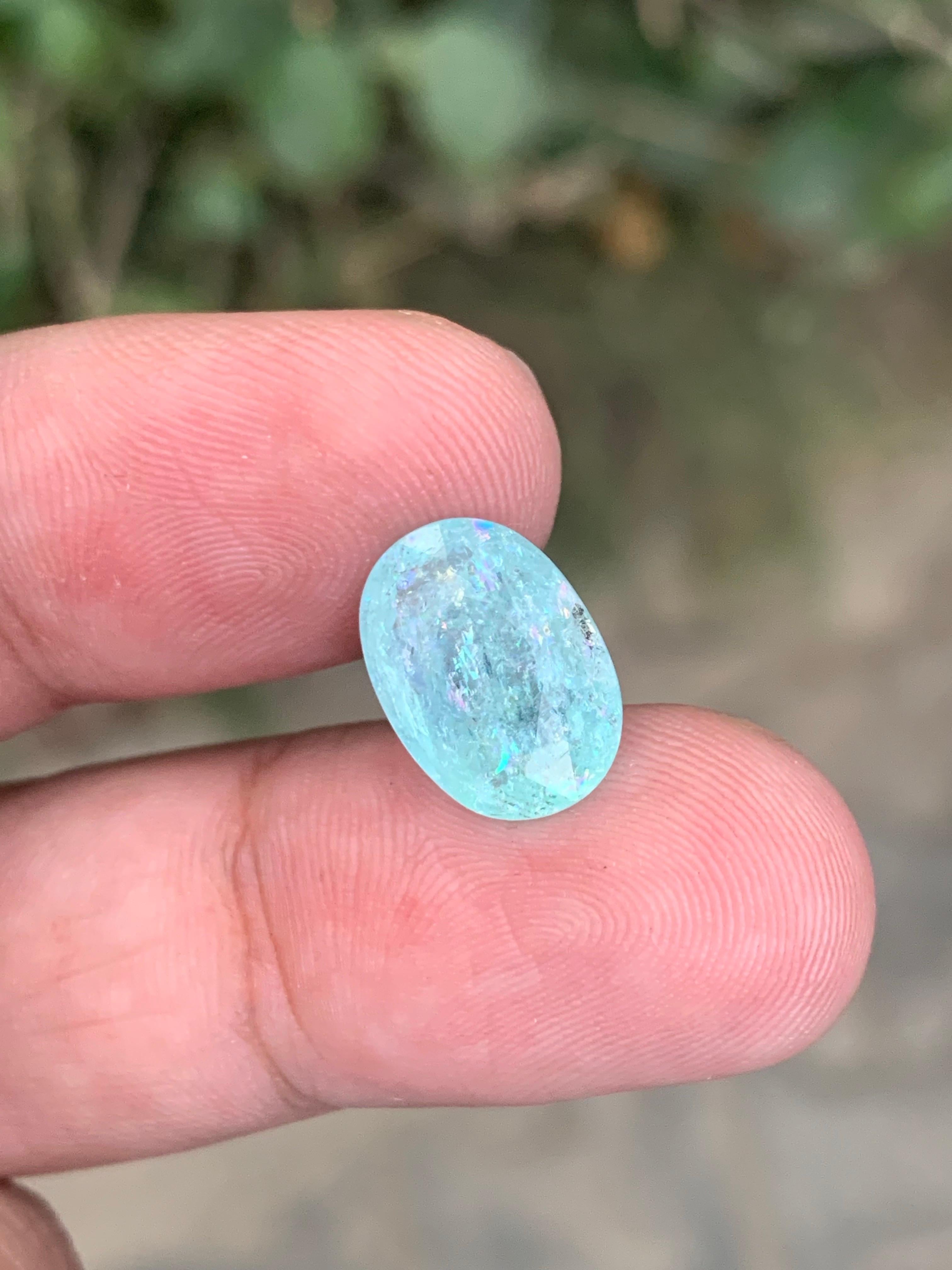 GFCO-zertifiziert 4.63 Karat natürliche lose Paraiba Turmalin Oval Form Edelstein im Angebot 5