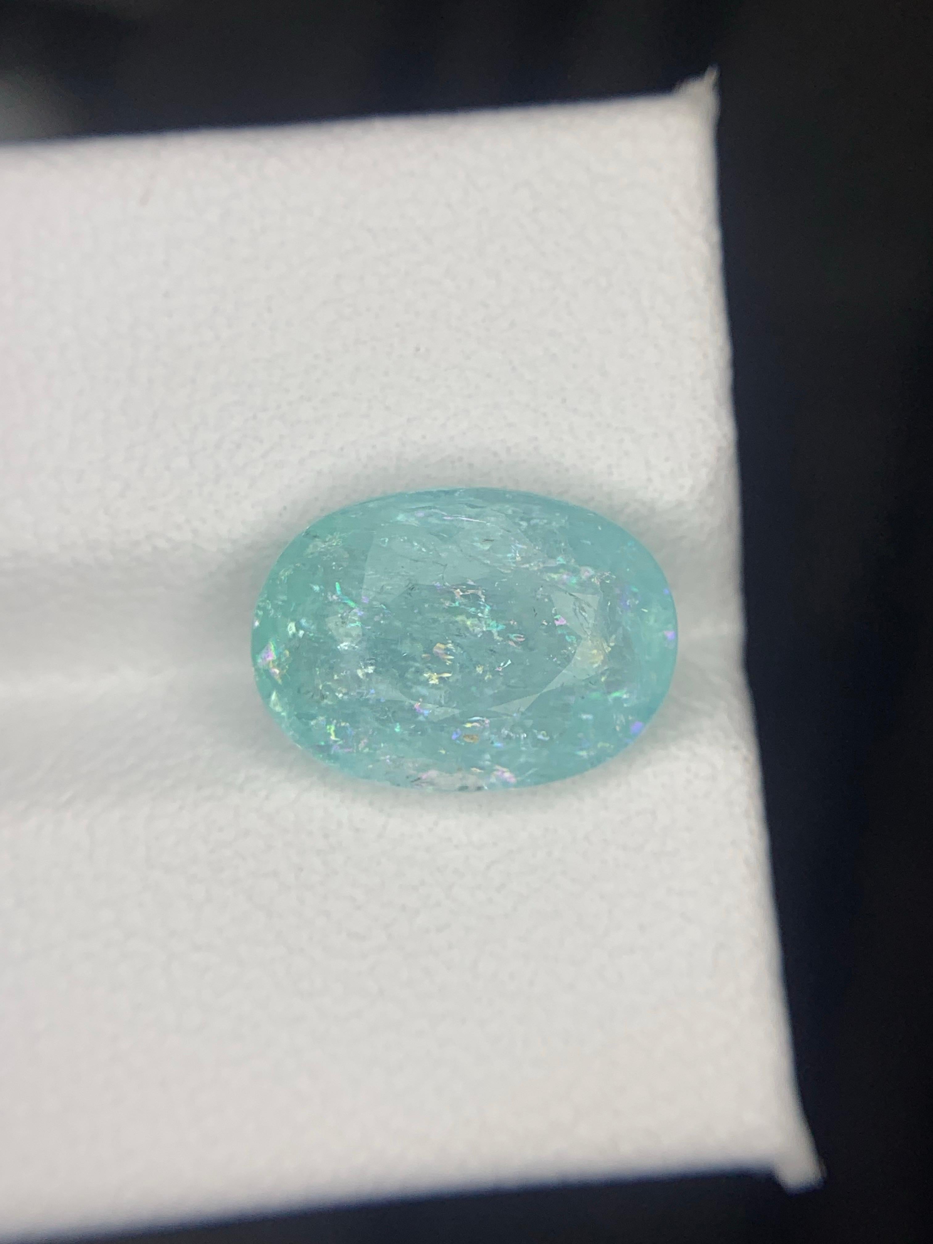 GFCO-zertifiziert 4.63 Karat natürliche lose Paraiba Turmalin Oval Form Edelstein im Angebot 6