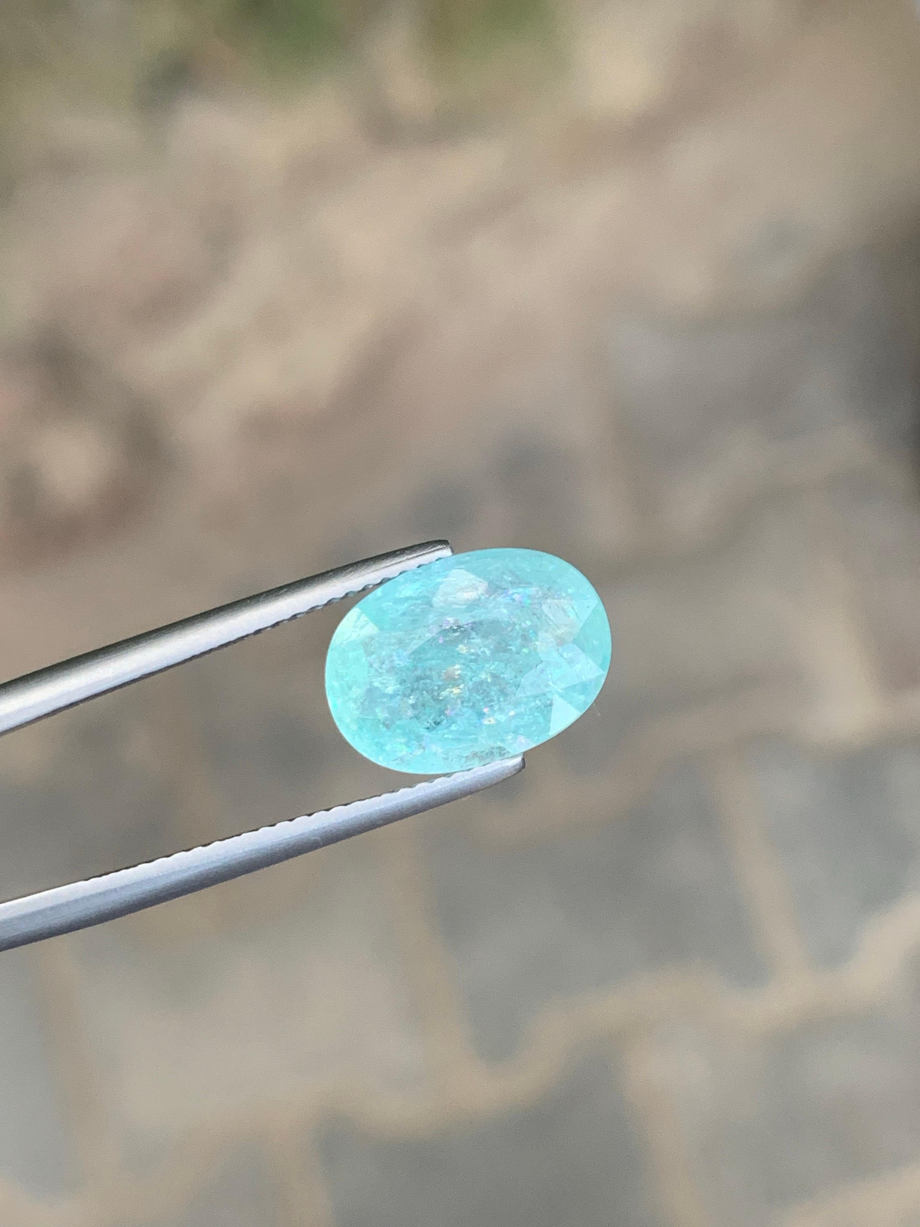 GFCO-zertifiziert 4.63 Karat natürliche lose Paraiba Turmalin Oval Form Edelstein im Angebot 1