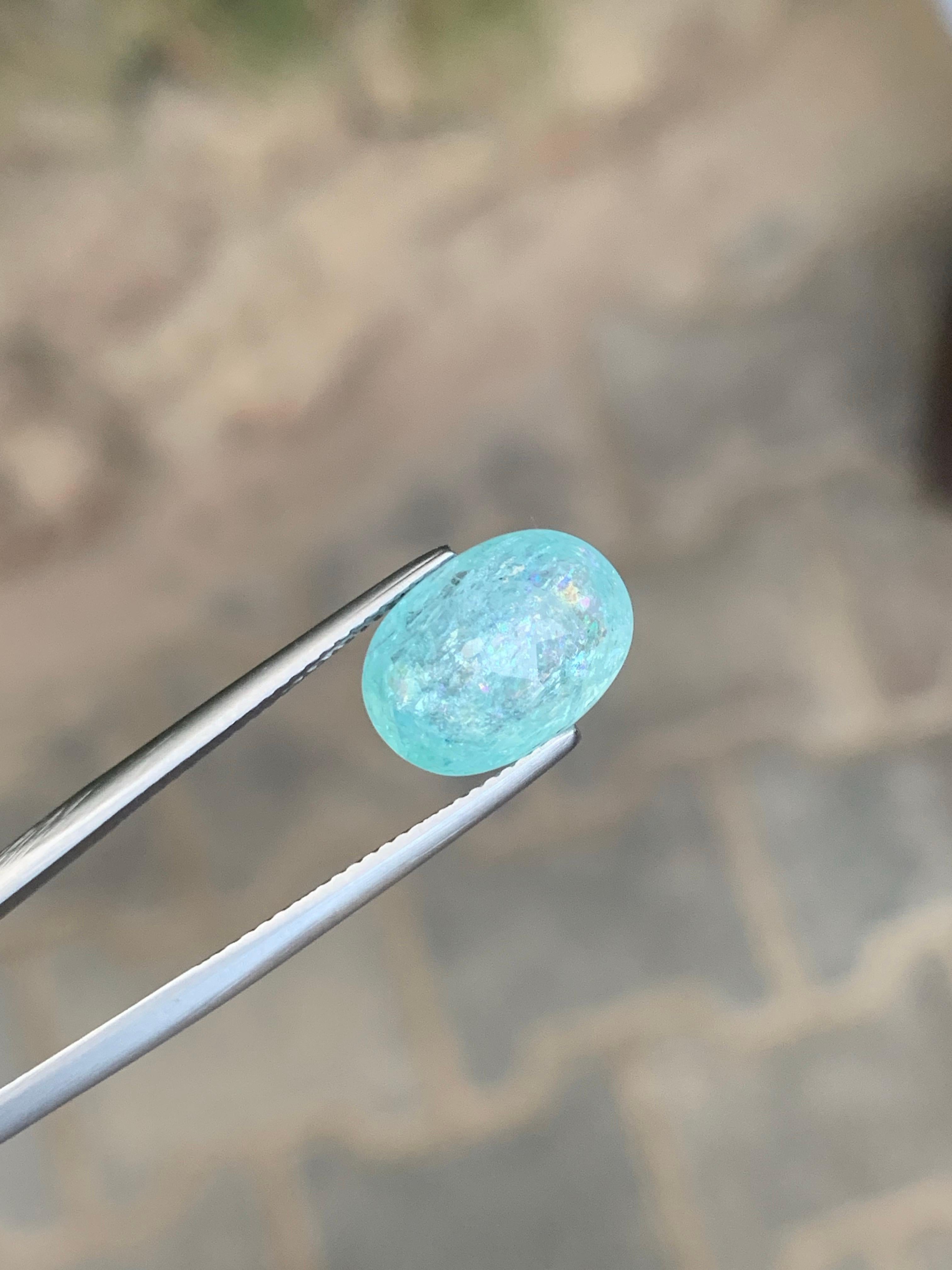 GFCO-zertifiziert 4.63 Karat natürliche lose Paraiba Turmalin Oval Form Edelstein im Angebot 2