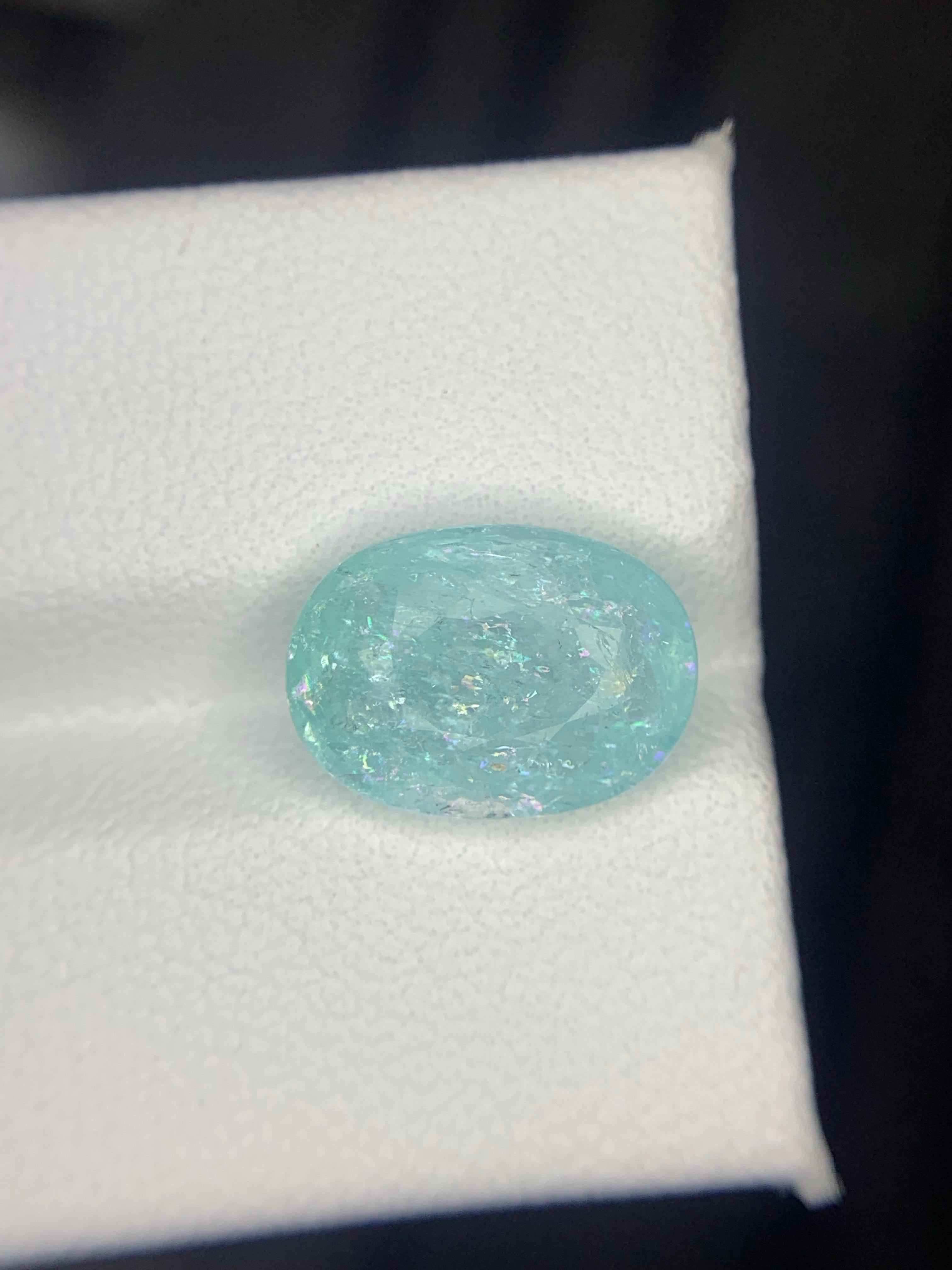 GFCO-zertifiziert 4.63 Karat natürliche lose Paraiba Turmalin Oval Form Edelstein im Angebot 3