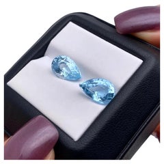 GFCO-zertifiziertes 5,79 Karat-Paar natürliche Aquamarin-Edelsteine, Birnenschliff, Madagaskar