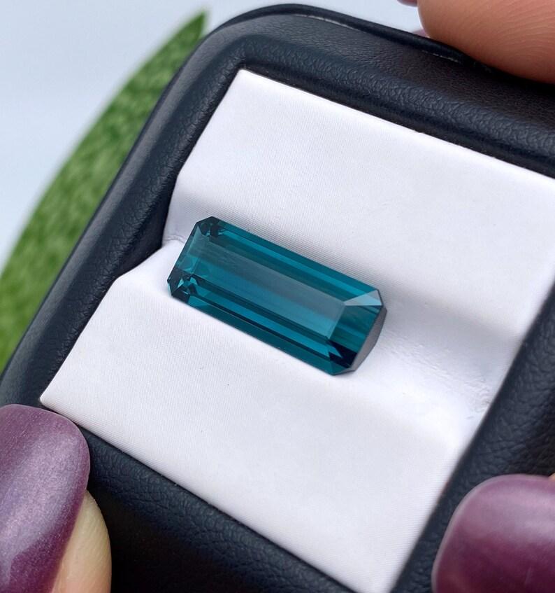 da uomo o donna Gemma certificata GFCO 5.83Ct Natural Tourmaline Indicolite Octagon Afghanistan in vendita