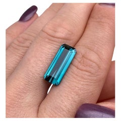 Octogone Afghanistan certifiée GFCO, tourmaline indicolite naturelle 5,83 carats