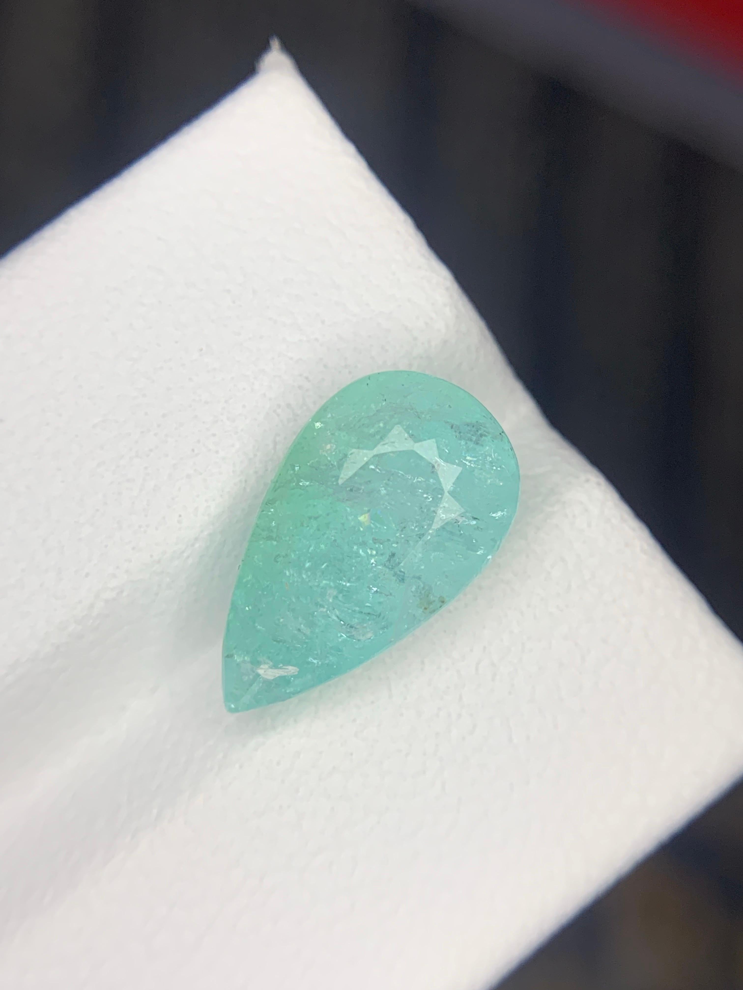 GFCO Certified 6.17 Carat Natural Loose Paraiba Tourmaline Pear Shape Gemstone (pierre précieuse en forme de poire) en vente 6