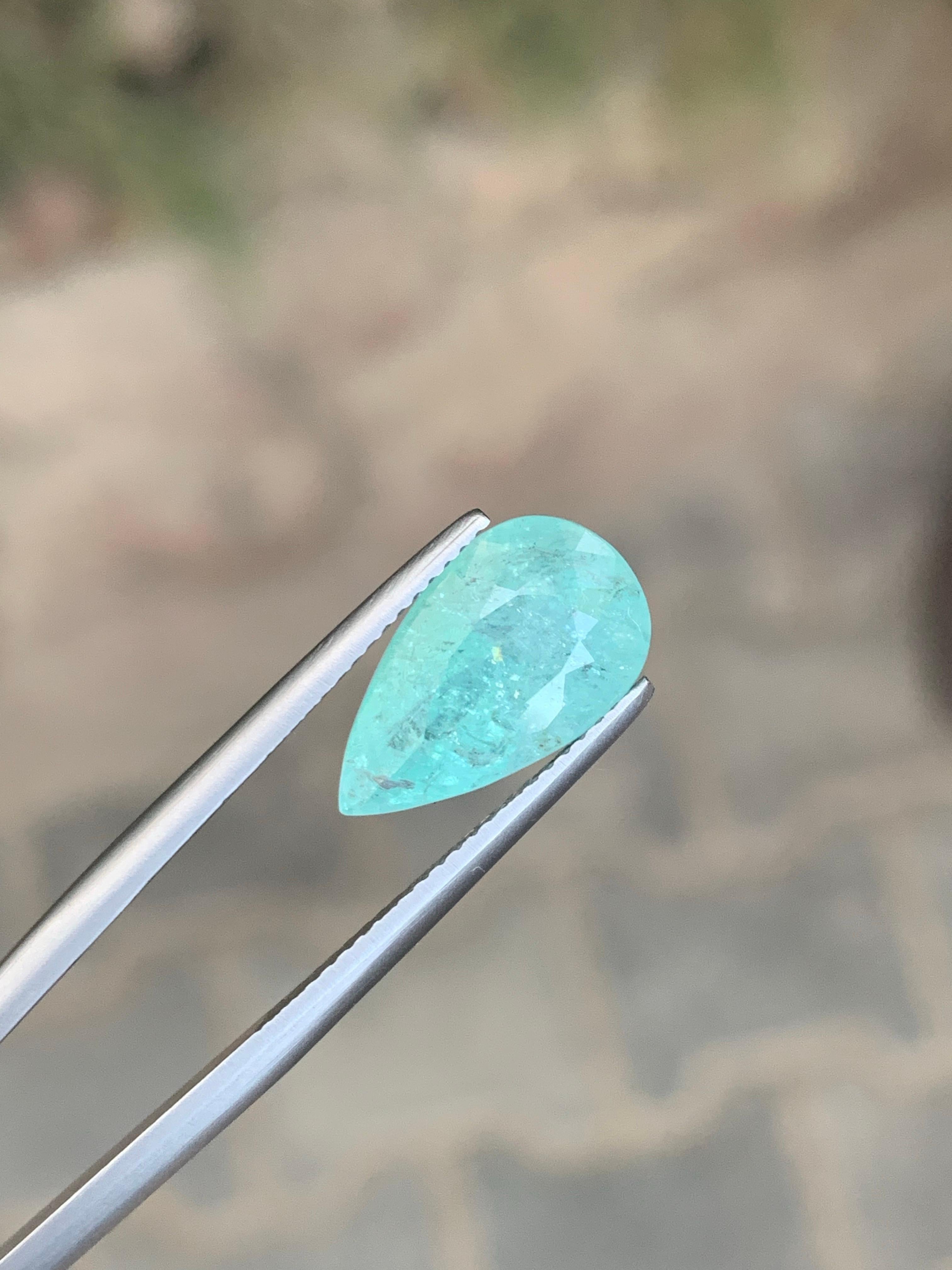 Arts and Crafts GFCO Certified 6.17 Carat Natural Loose Paraiba Tourmaline Pear Shape Gemstone (pierre précieuse en forme de poire) en vente