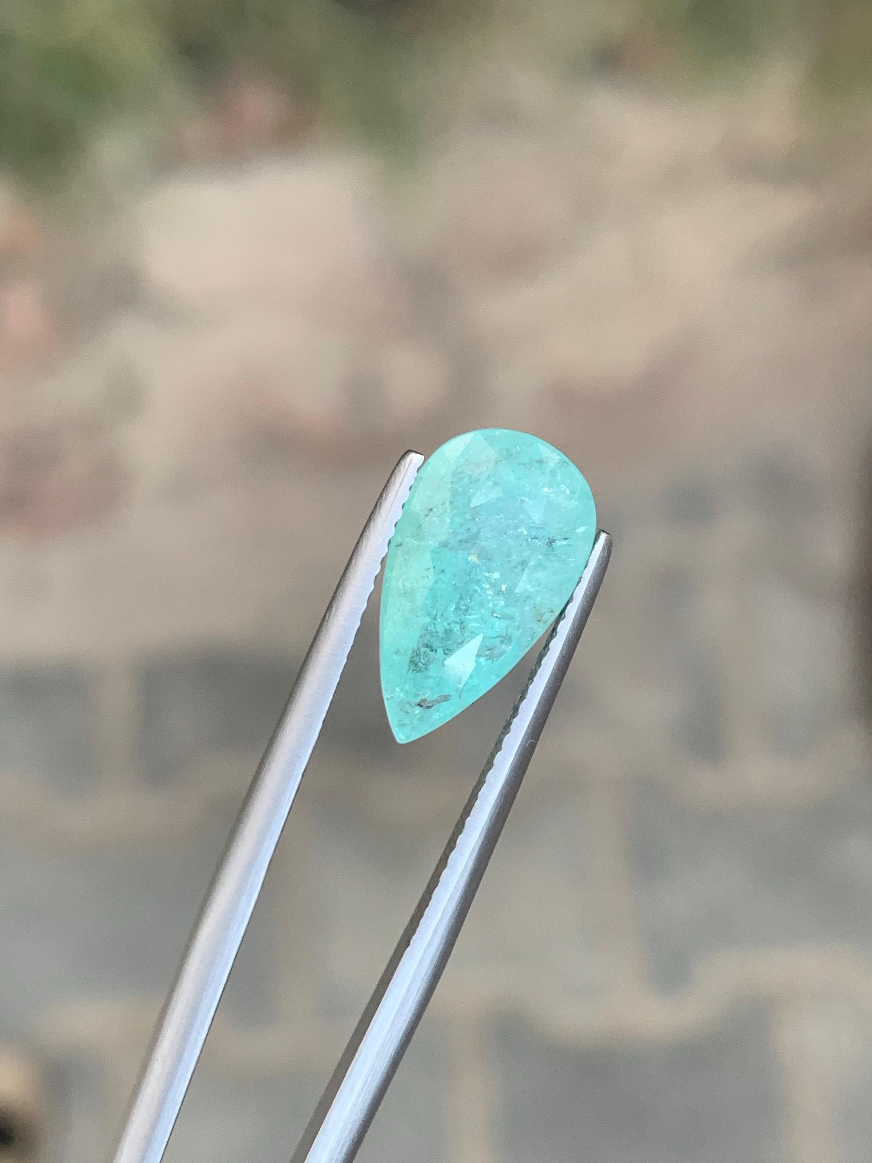 GFCO Certified 6.17 Carat Natural Loose Paraiba Tourmaline Pear Shape Gemstone (pierre précieuse en forme de poire) en vente 1