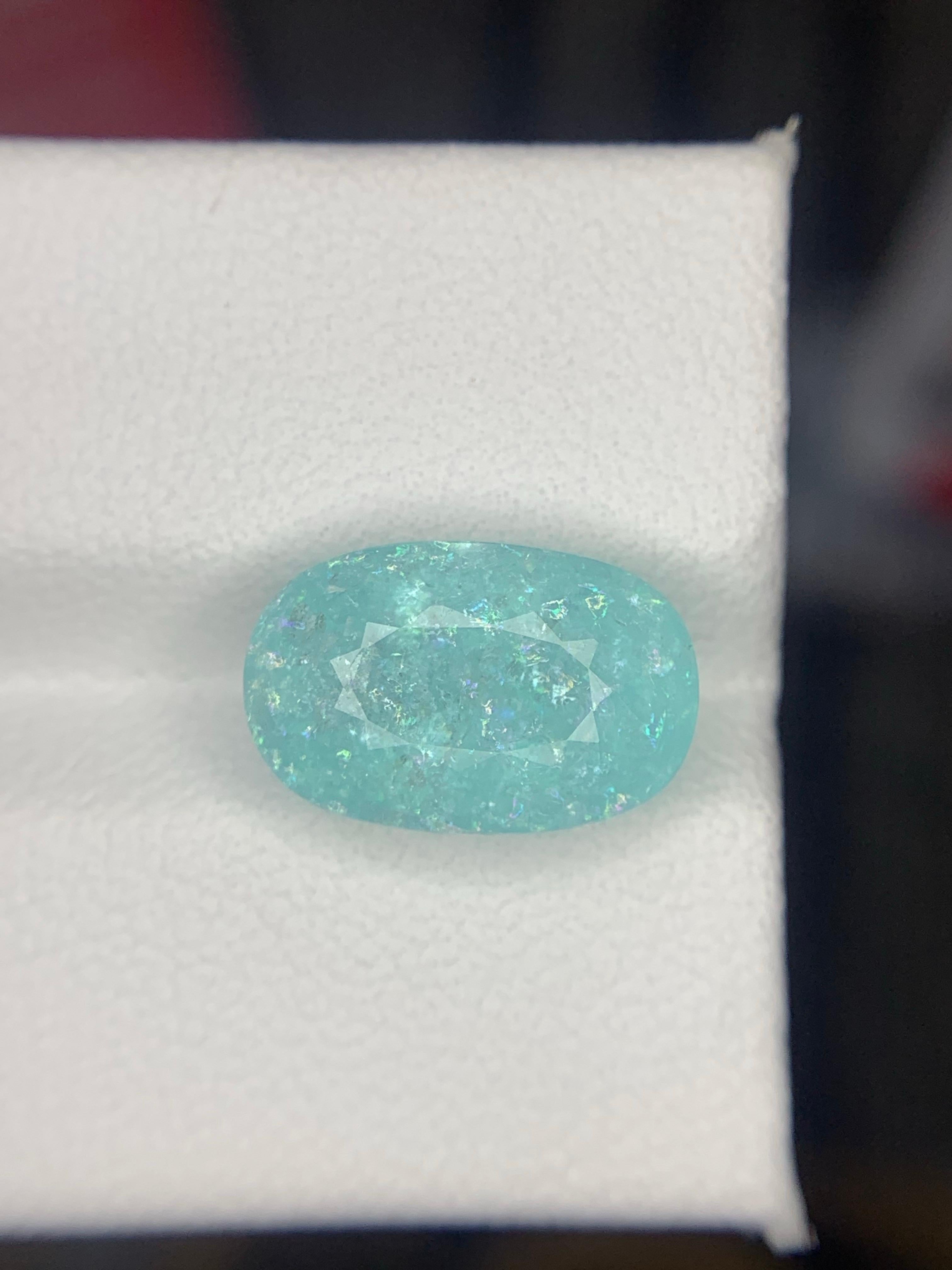 Gemma naturale sfusa di forma ovale di tormalina Paraiba certificata GFCO da 6,45 carati in vendita 5