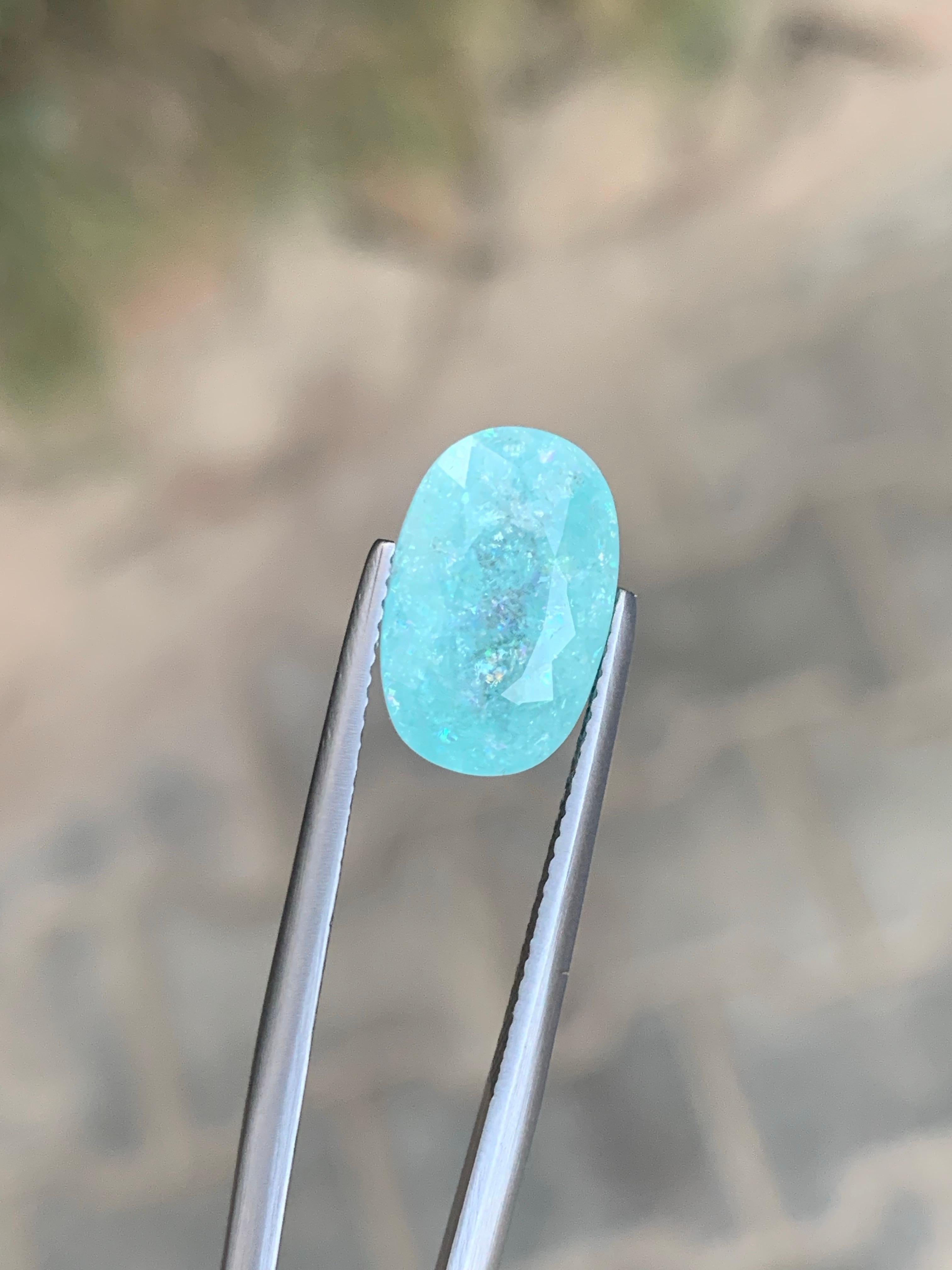 da uomo o donna Gemma naturale sfusa di forma ovale di tormalina Paraiba certificata GFCO da 6,45 carati in vendita