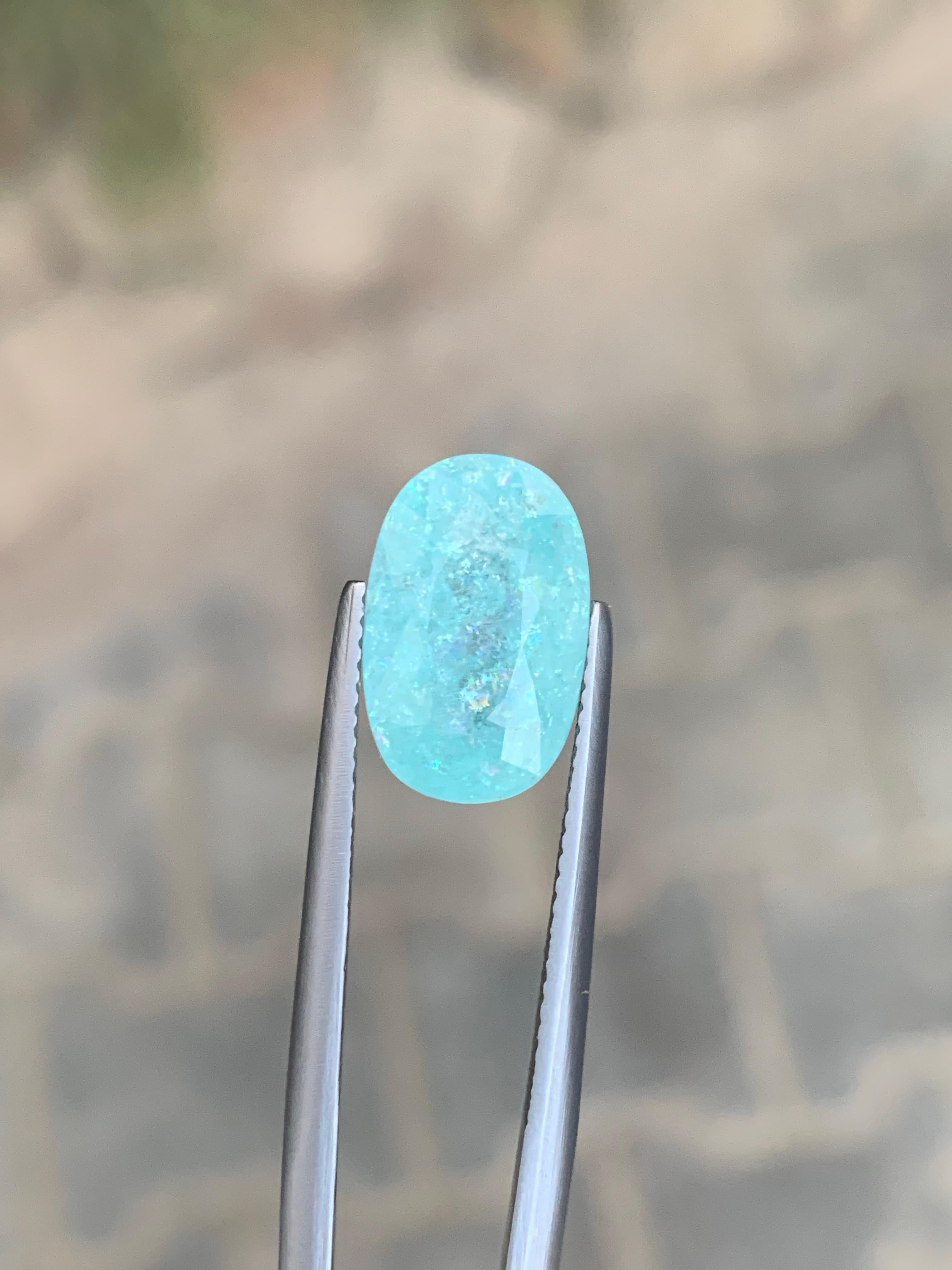 Gemma naturale sfusa di forma ovale di tormalina Paraiba certificata GFCO da 6,45 carati in vendita 2