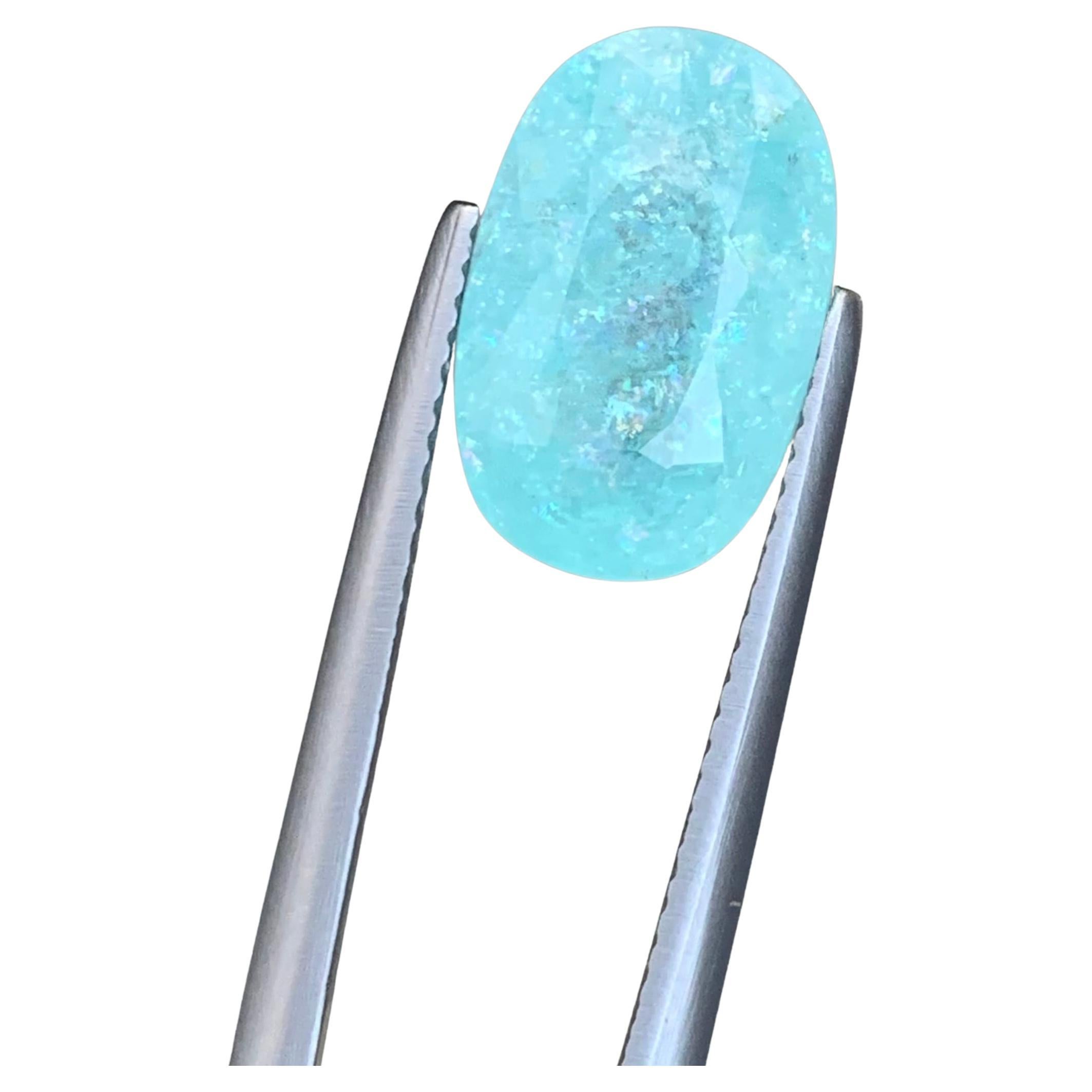 Gemma naturale sfusa di forma ovale di tormalina Paraiba certificata GFCO da 6,45 carati in vendita