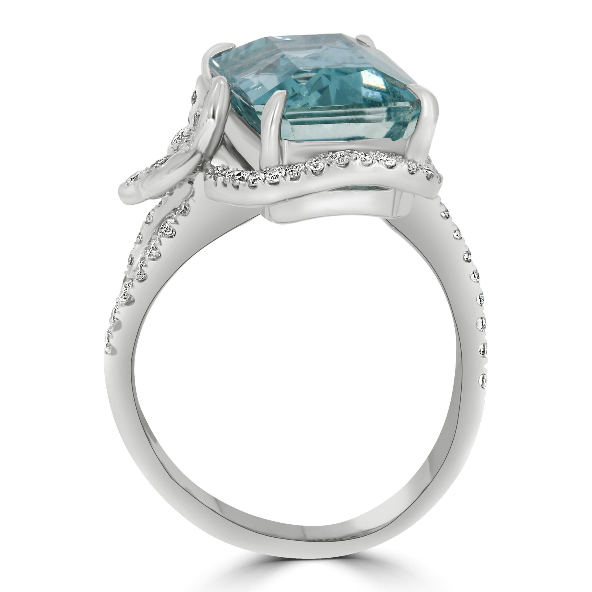 GFCO-zertifizierter 7,02 Karat Aquamarin- und Diamant-Kleidring im Angebot 3