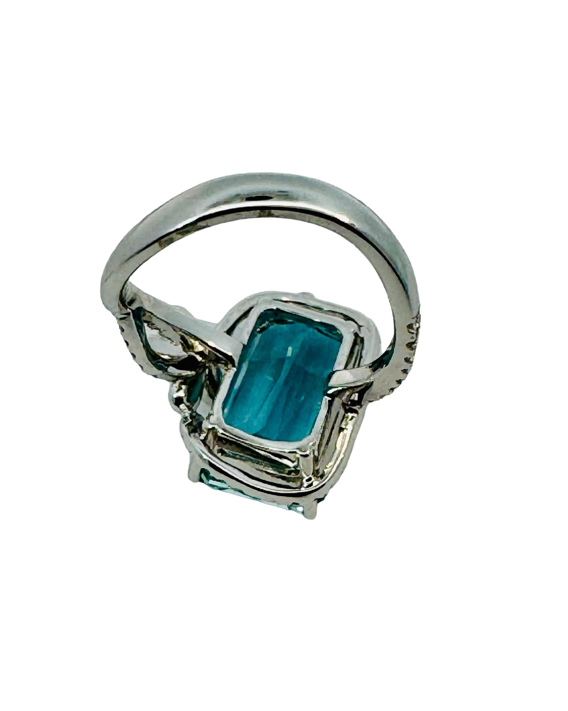 GFCO-zertifizierter 7,02 Karat Aquamarin- und Diamant-Kleidring im Angebot 2