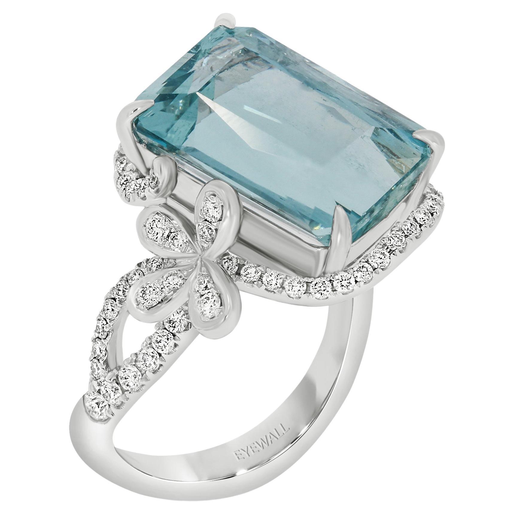 GFCO-zertifizierter 7,02 Karat Aquamarin- und Diamant-Kleidring im Angebot
