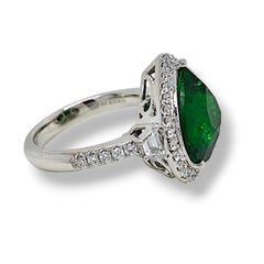 GFCO Certified 7.87 Carat Tsavorite Fancy Diamond White Gold Ring