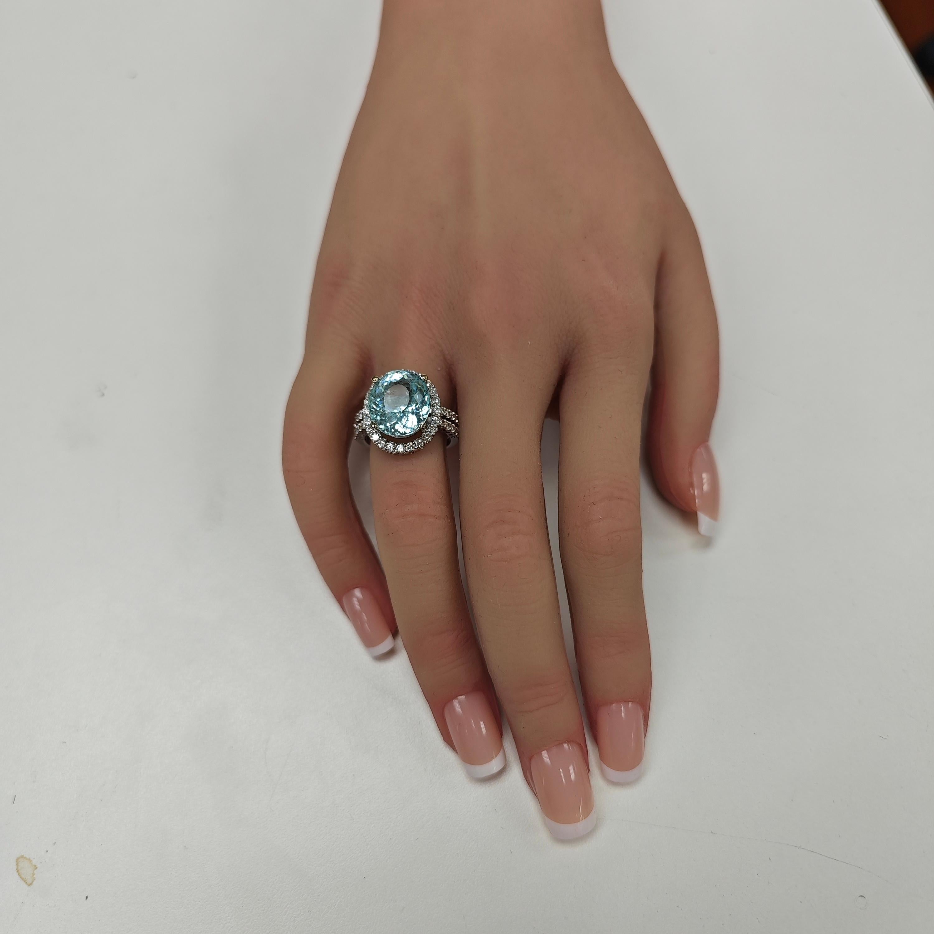 Bague en or blanc certifiée GFCO de 8,48 carats de tourmaline Paraiba avec diamant blanc en vente 1