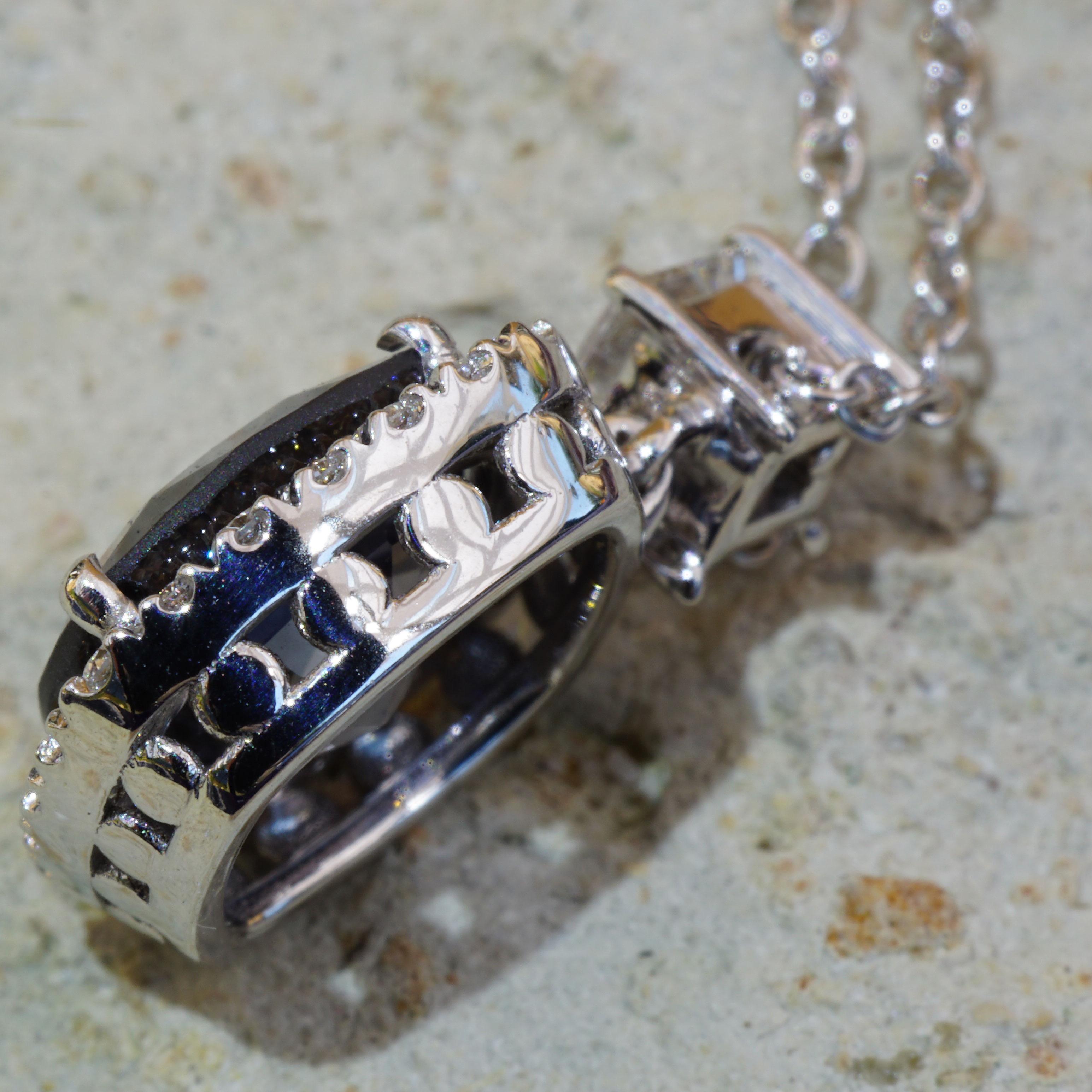 Modern GFCO certified Burma Grey-Blue Spinel Diamond Necklace 2.45 ct AAA+ 0.41 ct TW For Sale