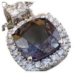 GFCO certified Burma Grey-Blue Spinel Diamond Necklace 2.45 ct AAA+ 0.41 ct TW