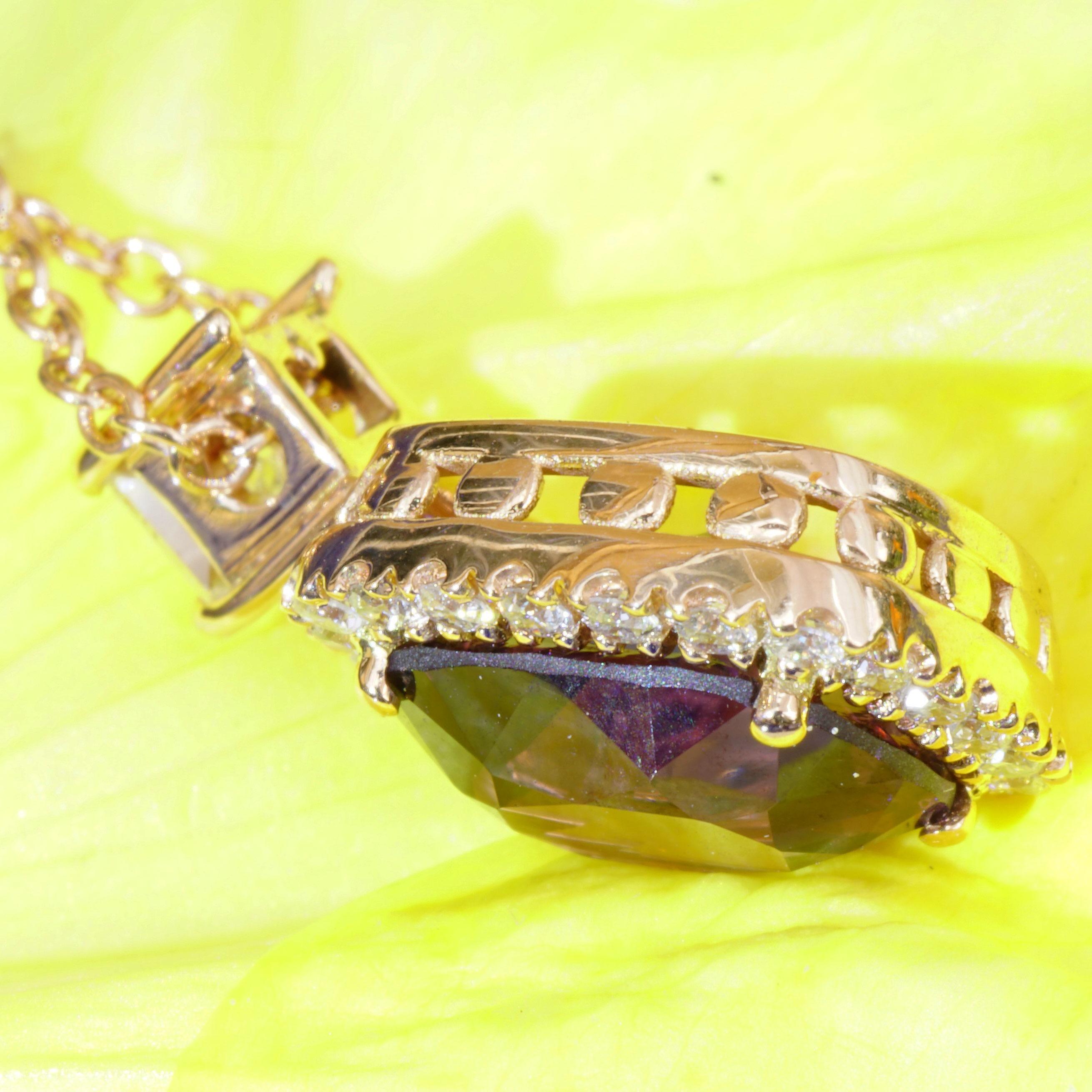Moderno Collana di diamanti di Burma Purple Spinel certificati GFCO 2,35 ct AAA+ 0,39 ct TW VS in vendita
