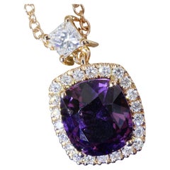 Collar de diamantes espinela púrpura de Birmania certificado por la GFCO 2,35 ct AAA+ 0,39 ct TW VS