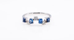 18kt White Gold Ceylon Sapphire Ring with Diamonds