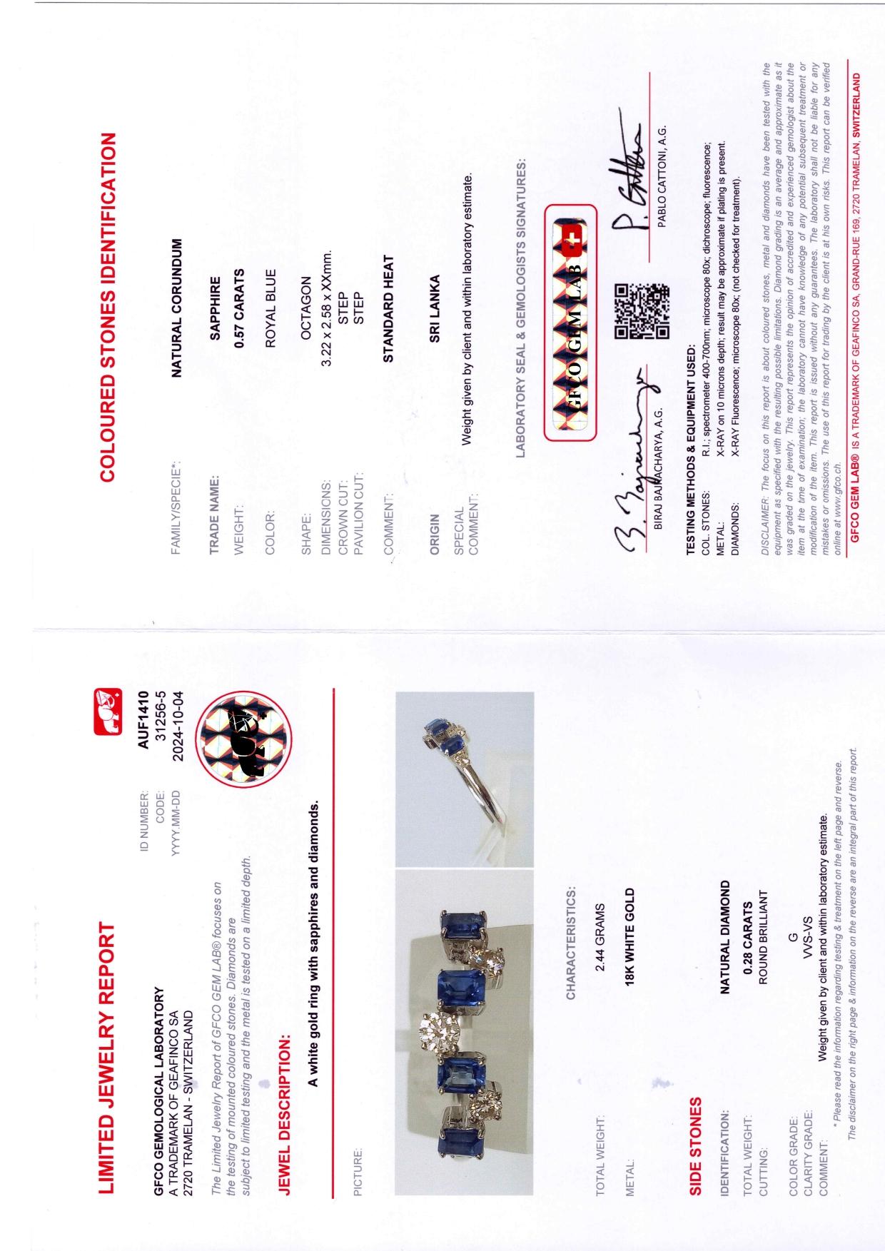 Anello con zaffiro di Ceylon certificato GFCO in vendita 15