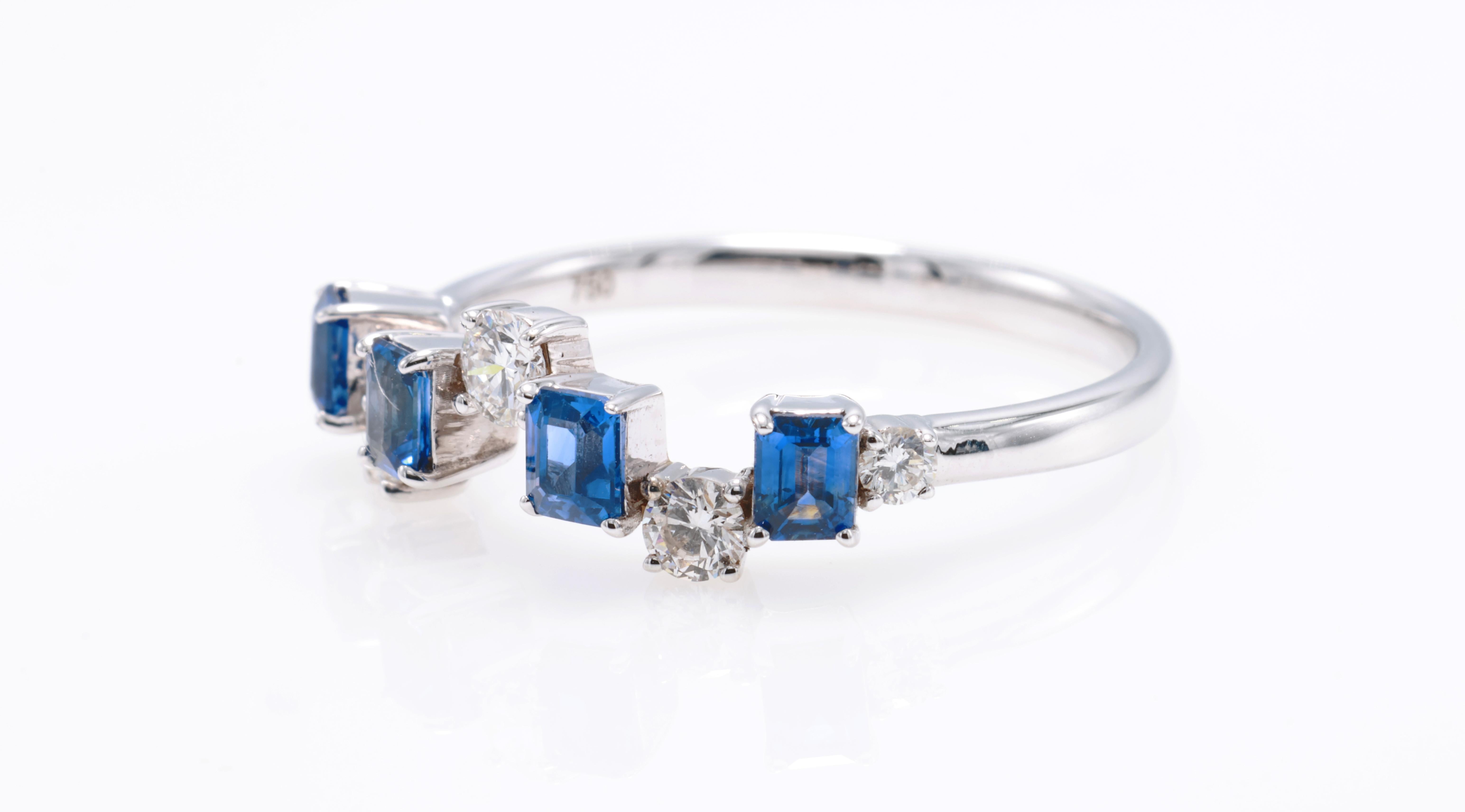 Ottagono Anello con zaffiro di Ceylon certificato GFCO in vendita