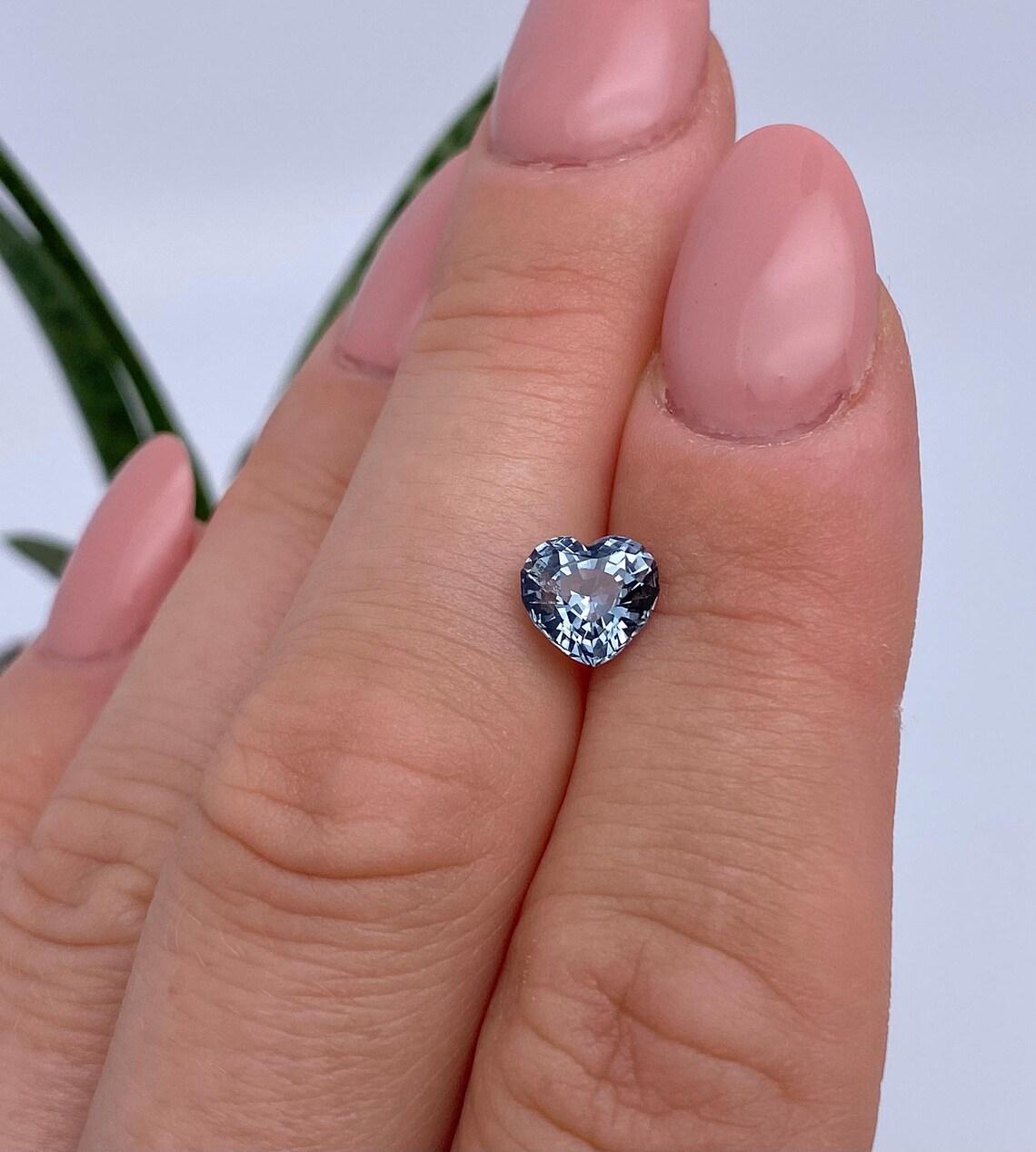Heart Cut GFCO Certified Natural 1.52Ct Grey-Blue Spinel gemstone, Heart cut, Tanzania For Sale