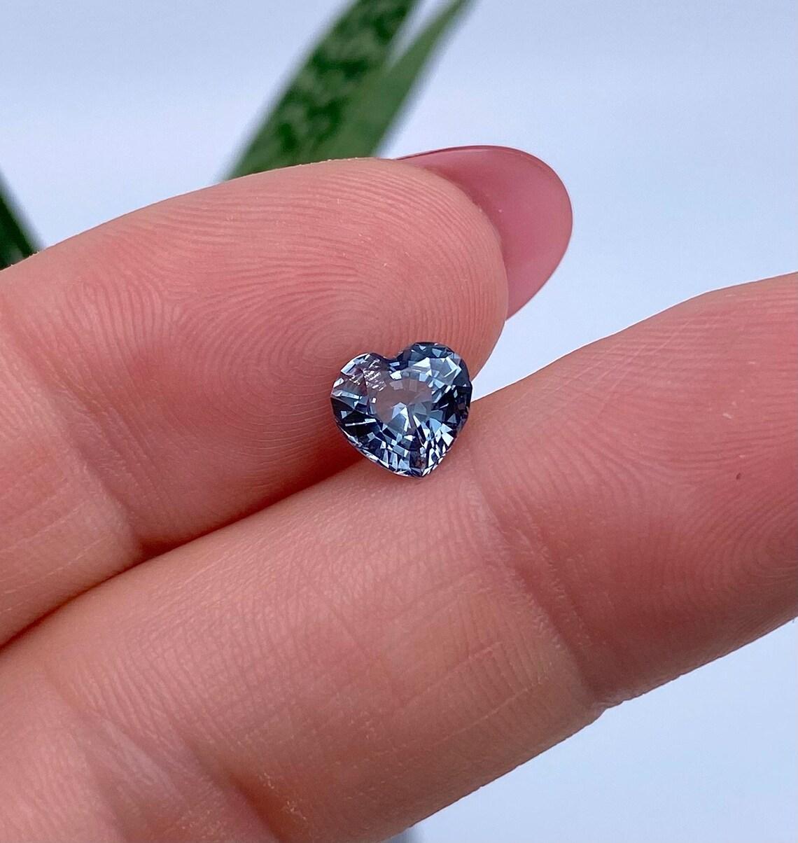 GFCO Certified Natural 1.52Ct Grey-Blue Spinel gemstone, Heart cut, Tanzania For Sale 1