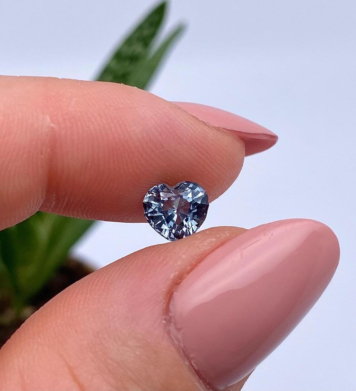 GFCO Certified Natural 1.52Ct Grey-Blue Spinel gemstone, Heart cut, Tanzania For Sale 2