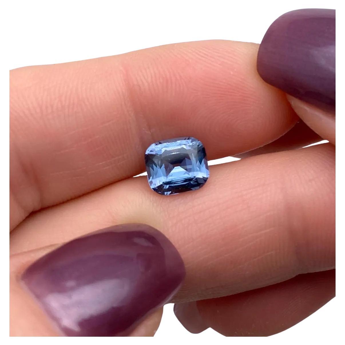 Pierre précieuse spinelle bleue de 2,45 carats certifiée par le GFCO, coussin, Tanzanie