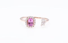 14kt White Gold Pink Sapphire and Diamond Ring by Colour Diam