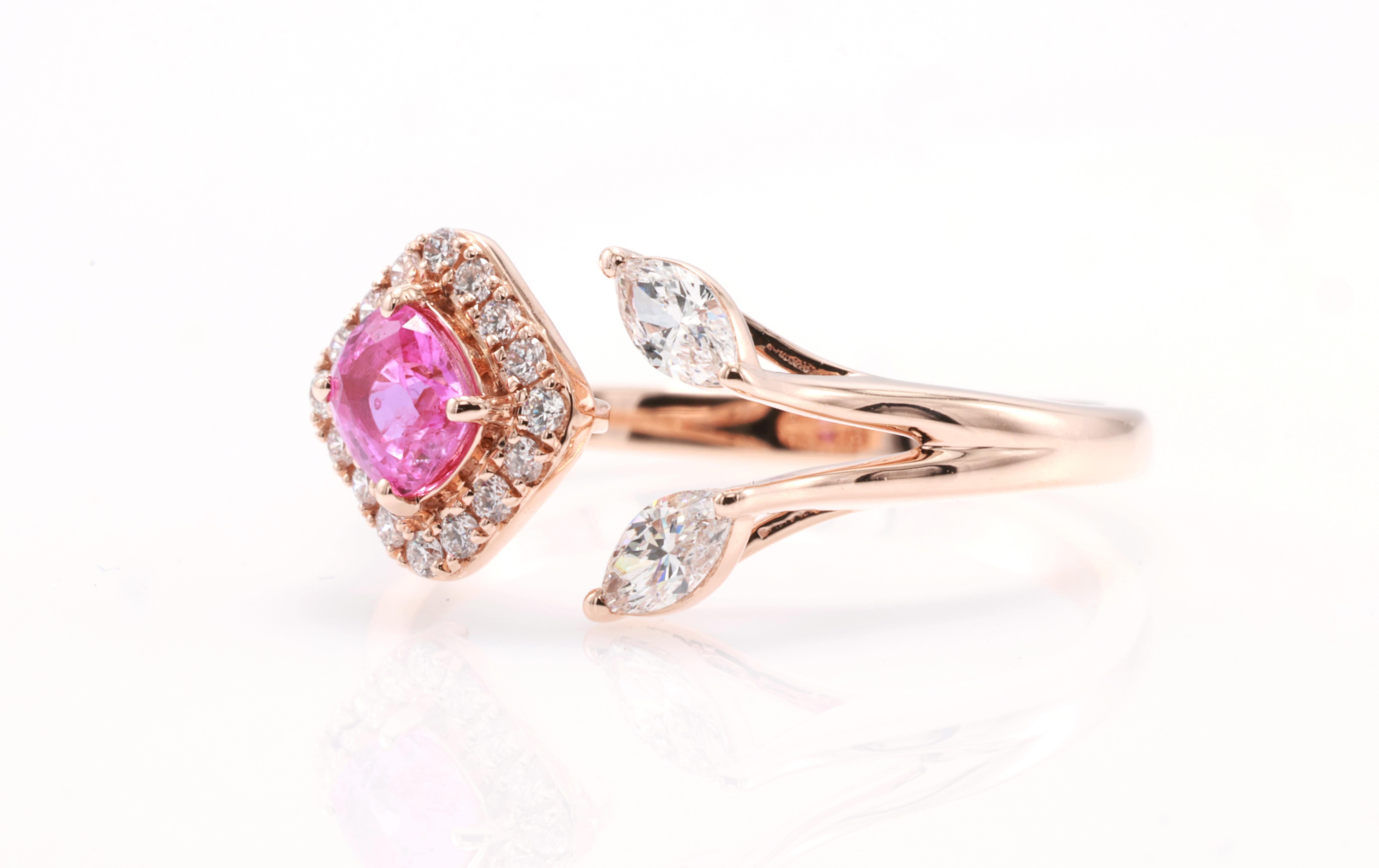 Bague en saphir rose certifié GFCO Neuf - En vente à บางรัก, TH