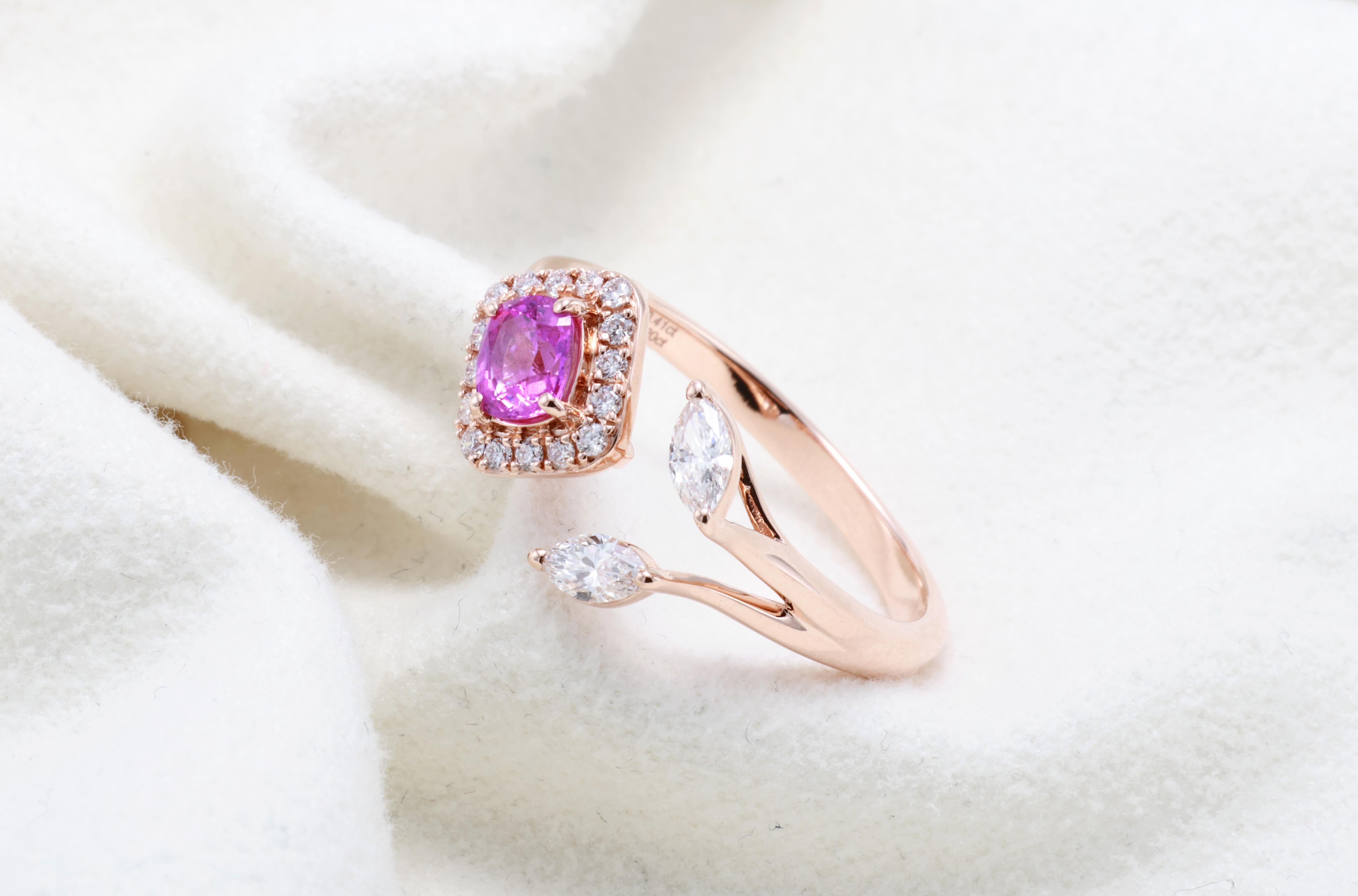 Bague en saphir rose certifié GFCO Unisexe en vente